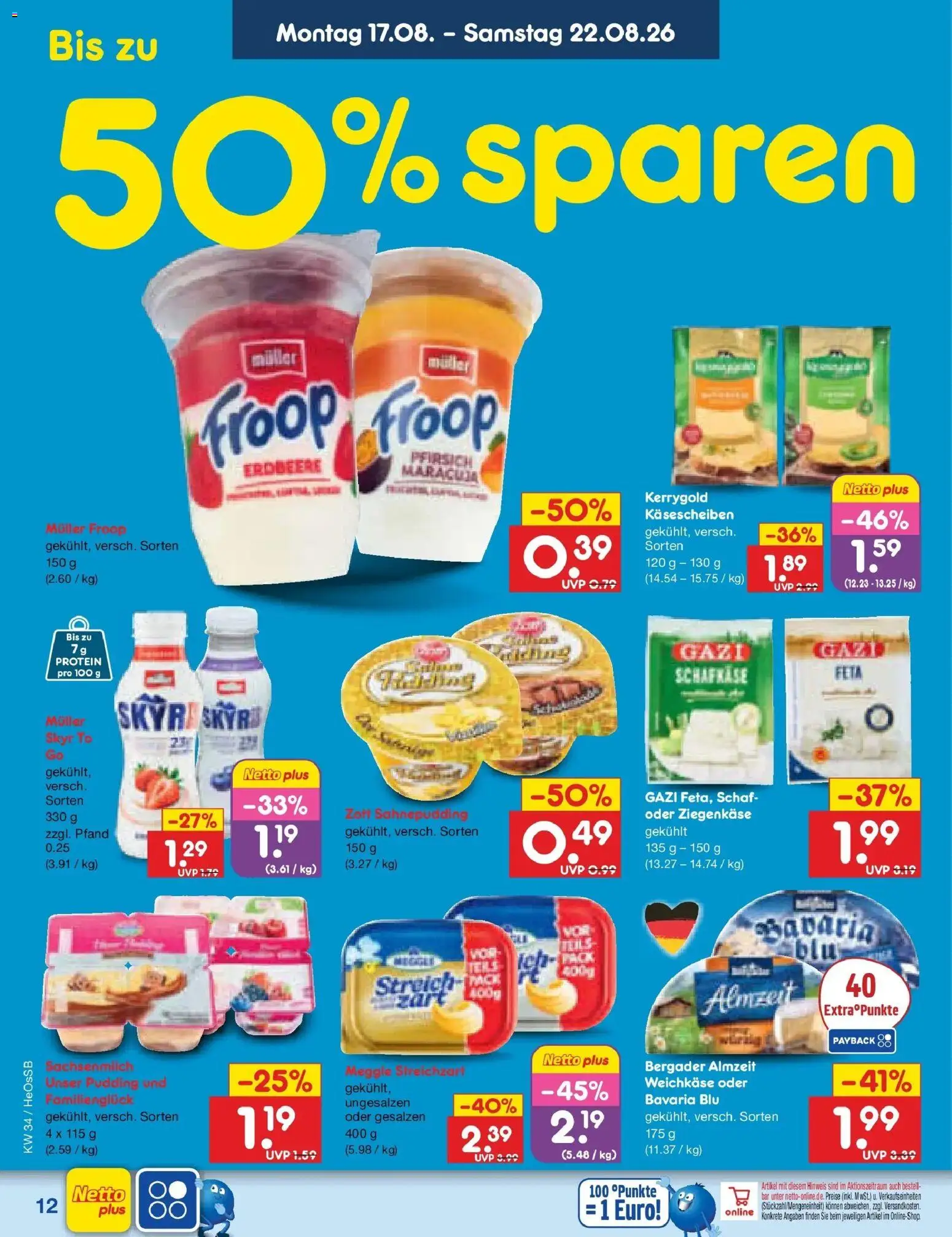 Netto Marken-Discount Prospekt Kröpelin – gültig ab 17.08.2026 | Seite: 16 | Produkte: Froop, Feta, Ziegenkäse, Skyr