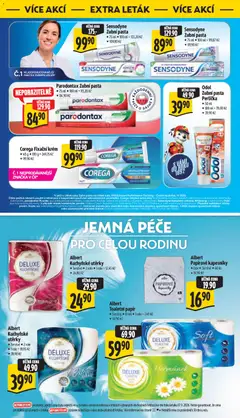 Náhled letáku Albert leták - Supermarket od 23.09.2026 | Strana: 43 | Produkty: Corega, Papírové kapesníky, Parodontax zubní pasta, Kapesníky