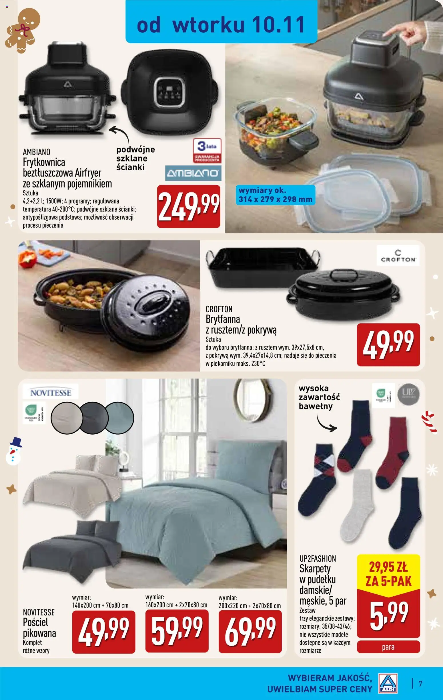 Aldi gazetka - Katalog prezentowy od 28.10.2026 | Strona: 7 | Produkty: Pościel, Skarpety, Frytkownica, Ambiano