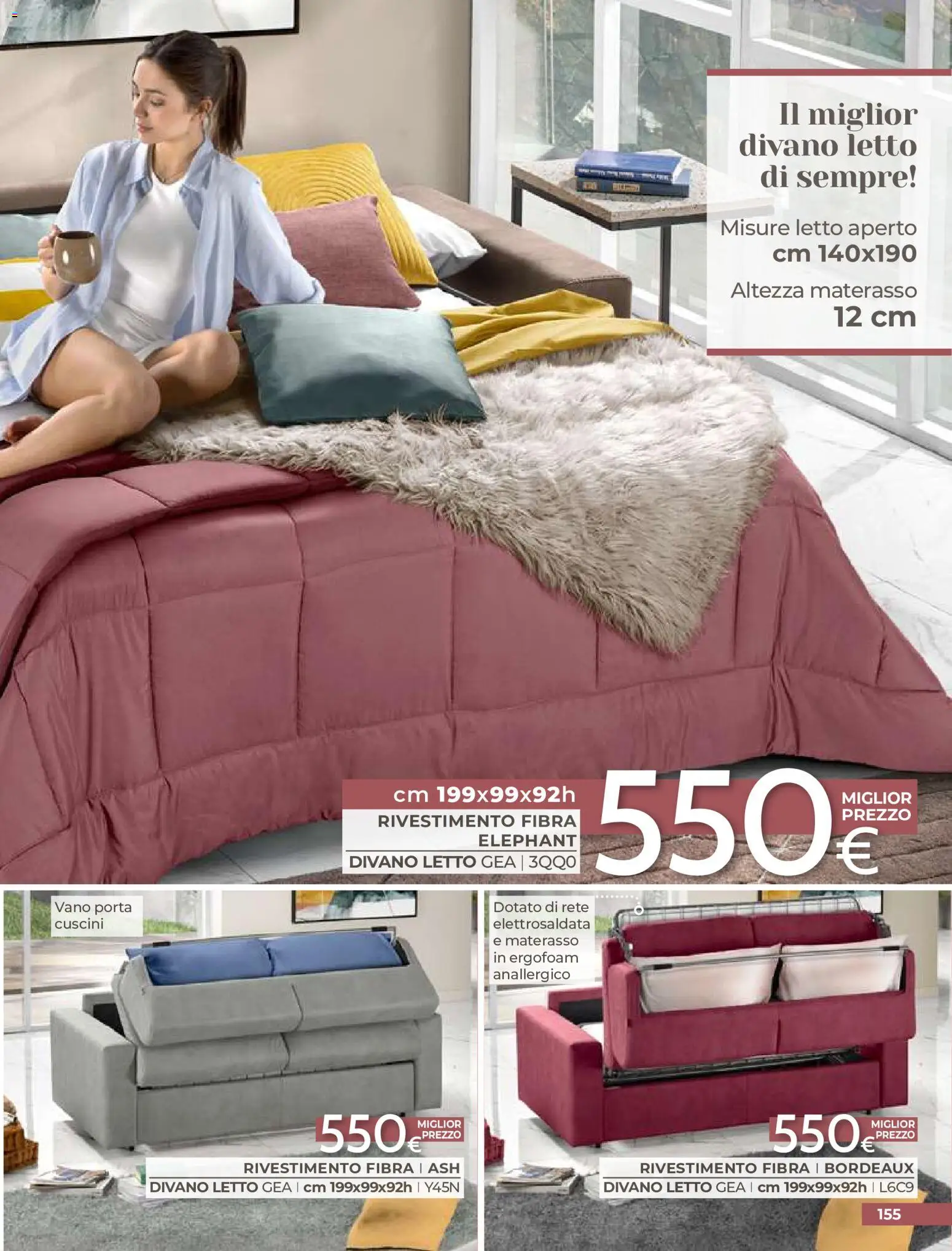 Volantino Mondo Convenienza del 01/09/2026 | Pagina: 157 | Prodotti: Divano letto, Letto, Materasso, Divano