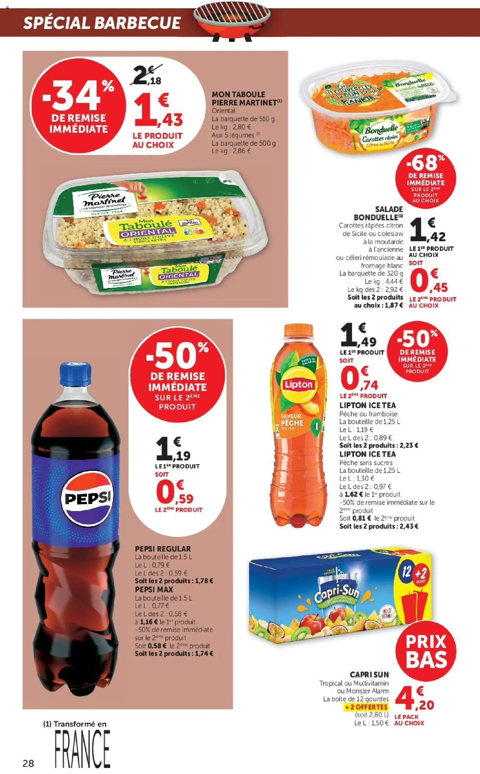 {H1} | Page: 28 | Produits: Salade, Carottes, Barbecue, Moutarde