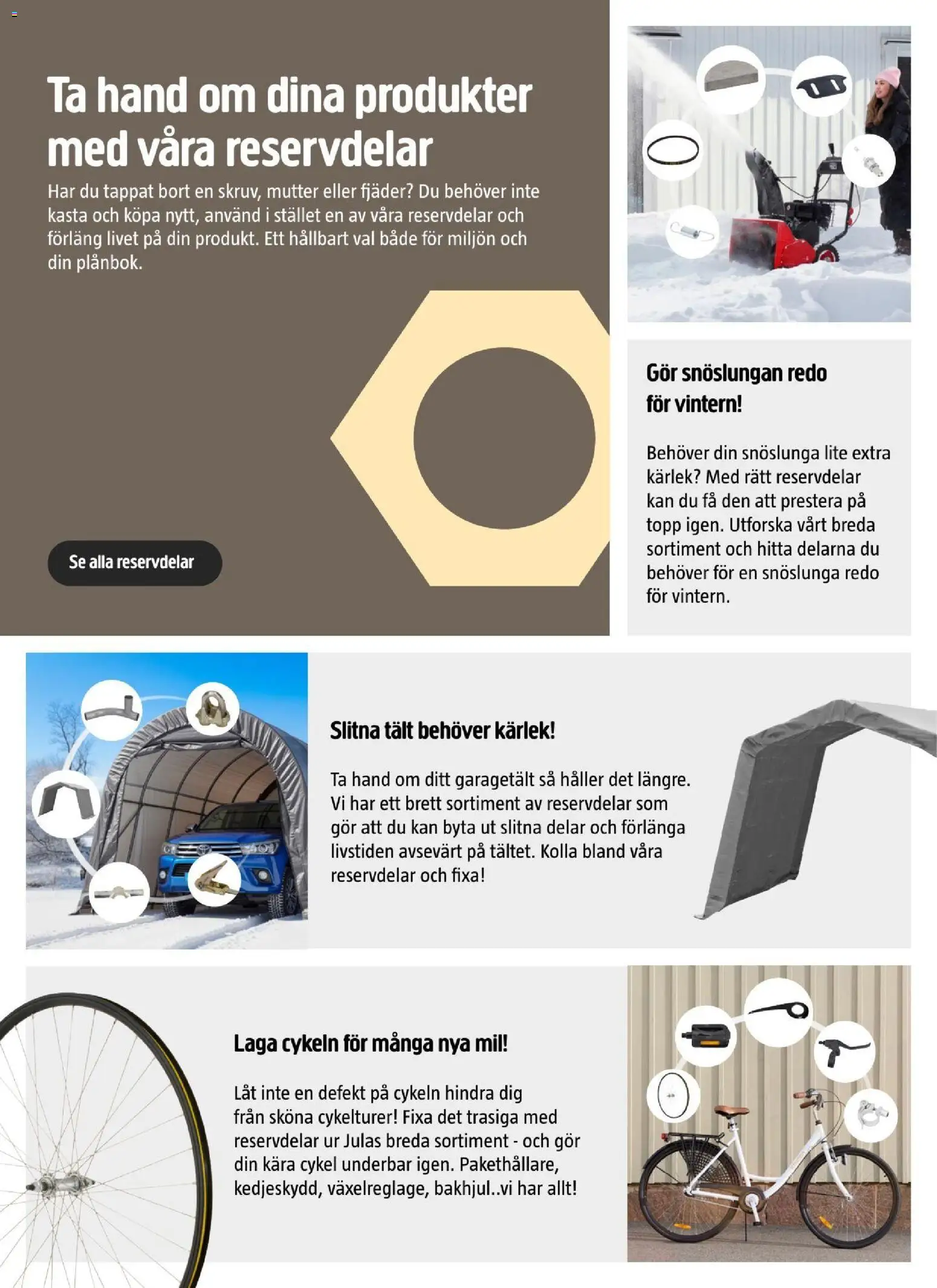Jula reklamblad aktuell från 22/10/2026 | Sida: 58 | Produkter: Snöslunga, Tält, Cykel, Topp