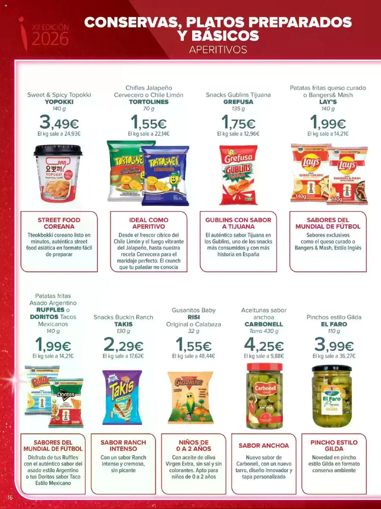 Carrefour Innovación │ válido desde el 05.05.2026 | Página: 16 | Productos: Queso, Tacos, Aceite de oliva, Anchoa