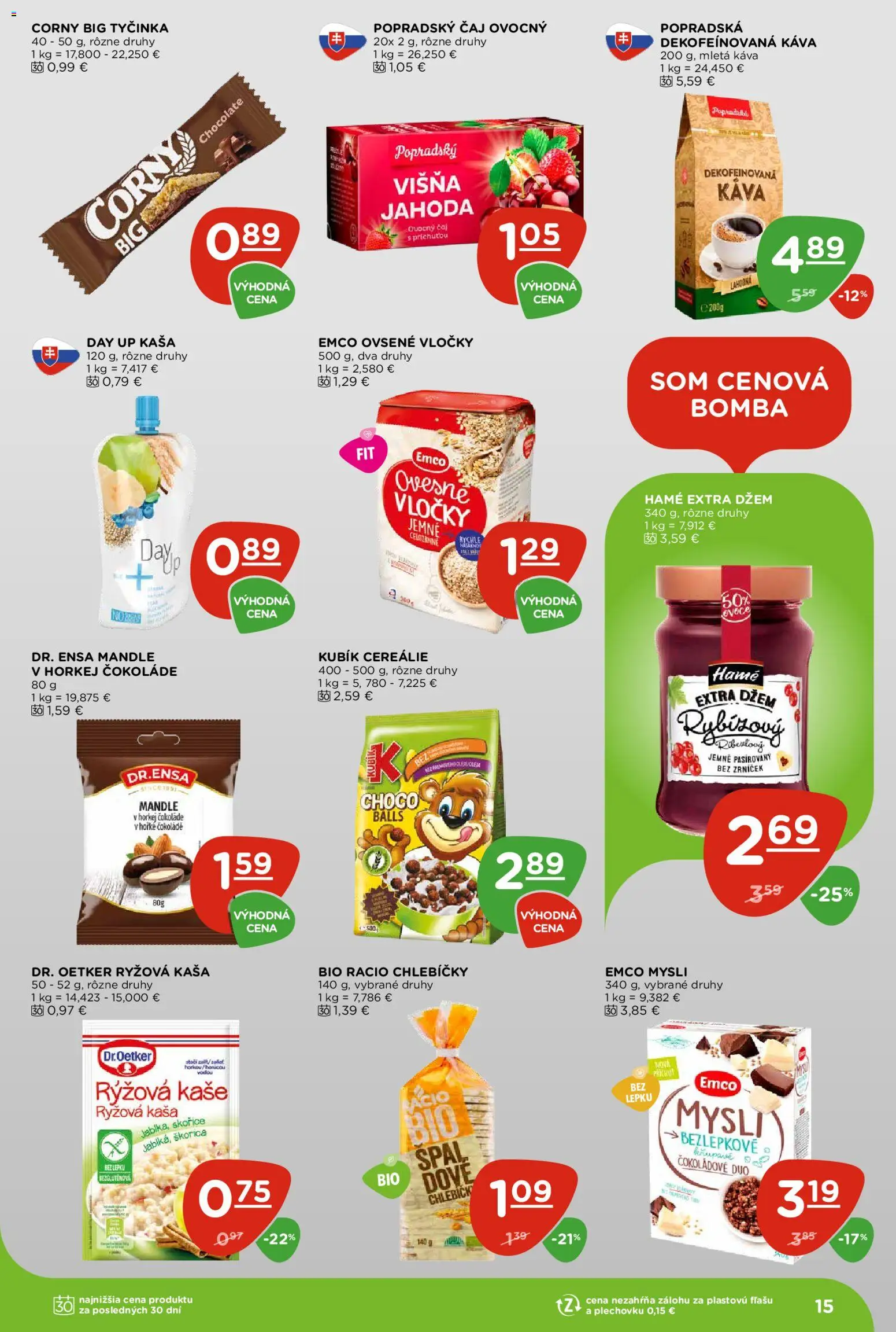 Nové Terno akcie – leták je platný od 22.10.2026 | Strana: 15 | Produkty: Džem, Cereálie, Kaša, Mandle