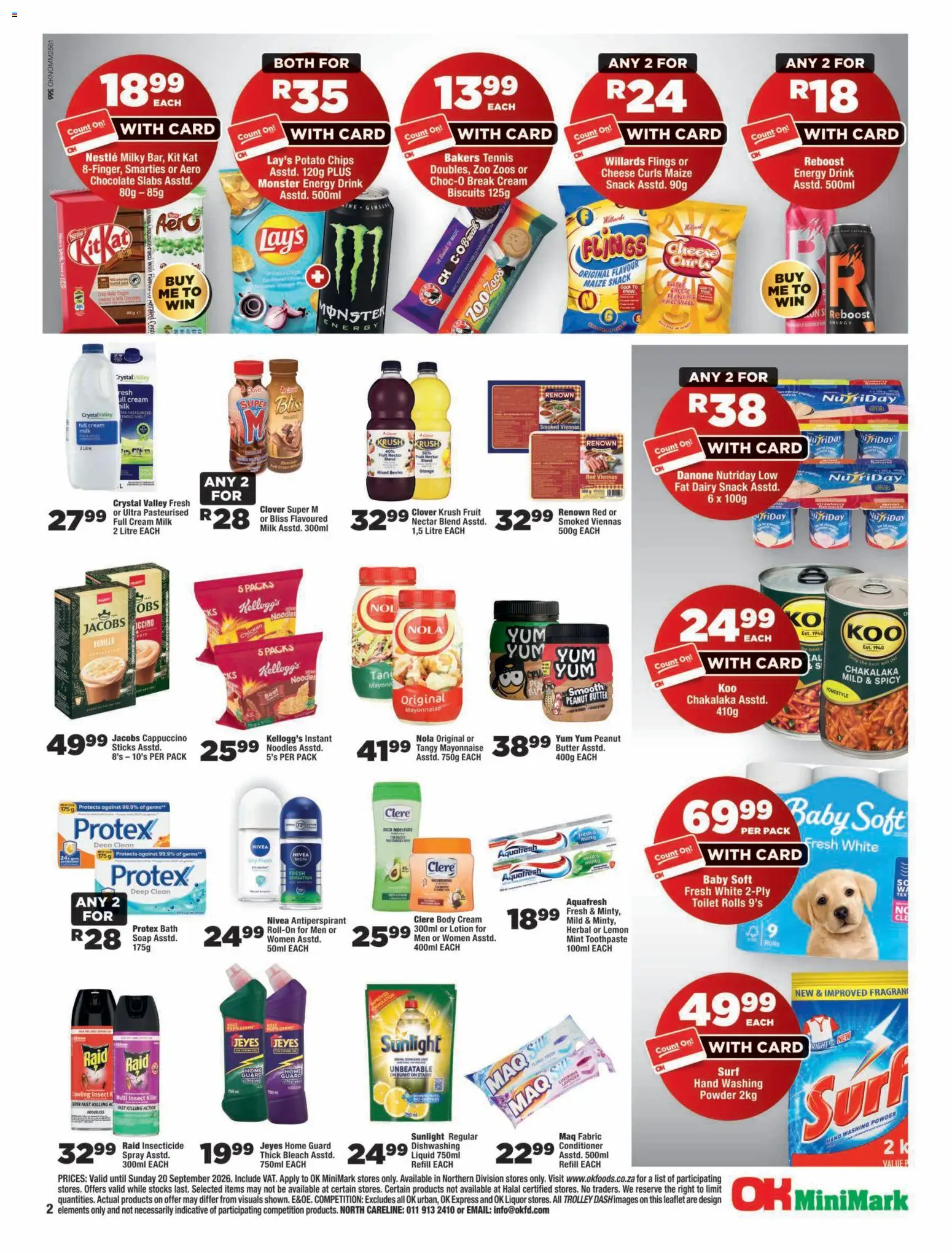 New OK Foods catalogue – valid from 09/09/2026 | Page: 2 | Products: Bath, Chicken, Antiperspirant, Lotion