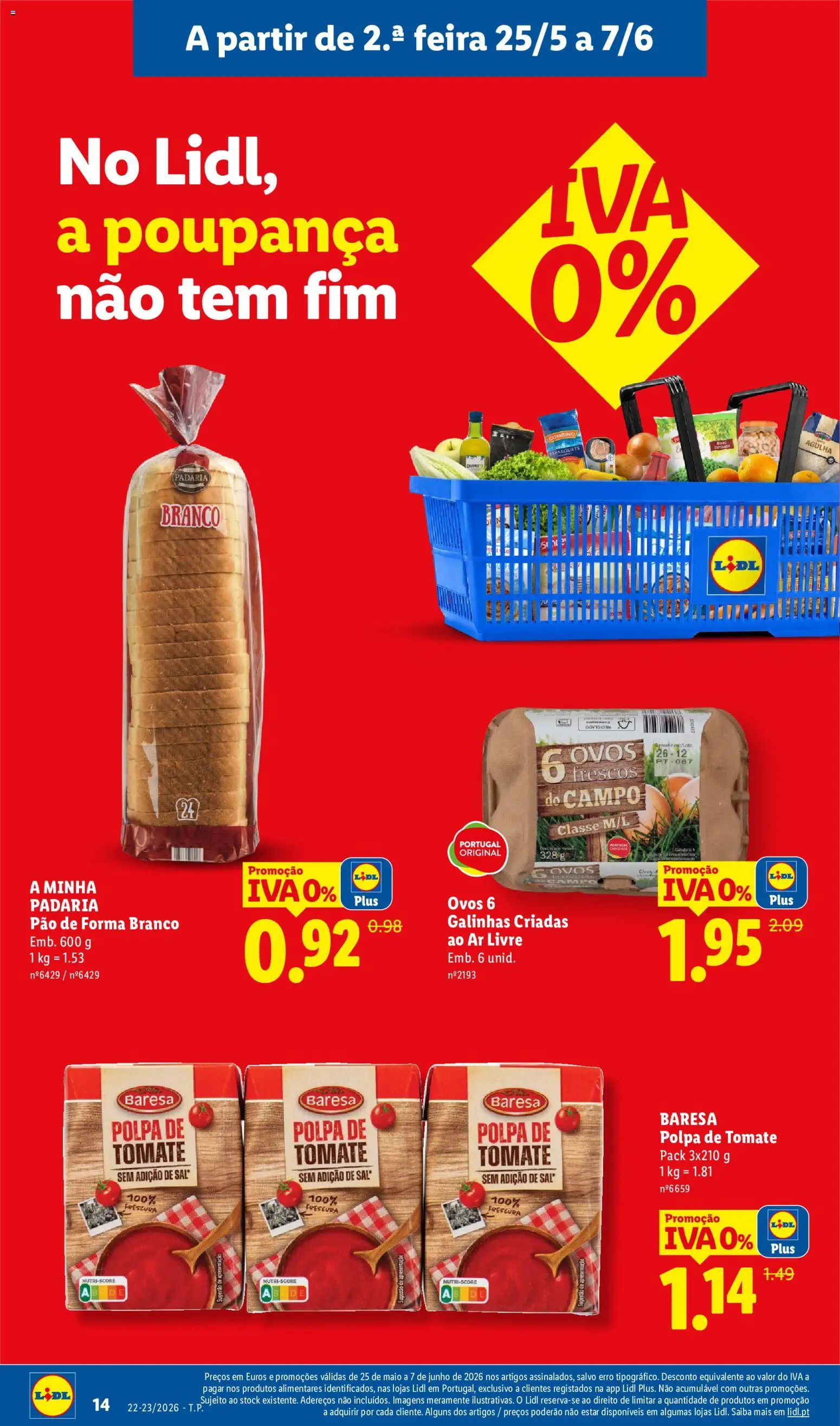 Lidl Folheto Especial Iva 0% │ válido de 25.05.2026 | Página: 14 | Produtos: Pão de forma, Esparguete, Sal, Pão