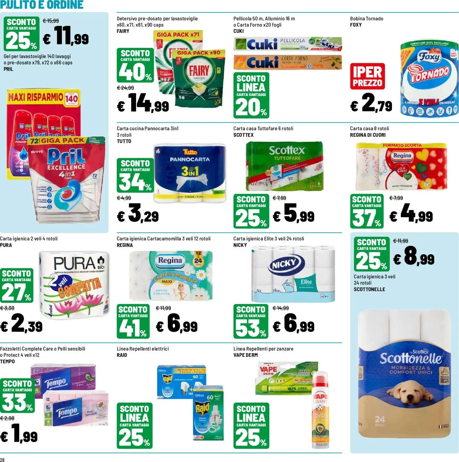 Volantino Iper del 30/07/2026 | Pagina: 28 | Prodotti: Carta igienica, Lavastoviglie, Forno, Alluminio