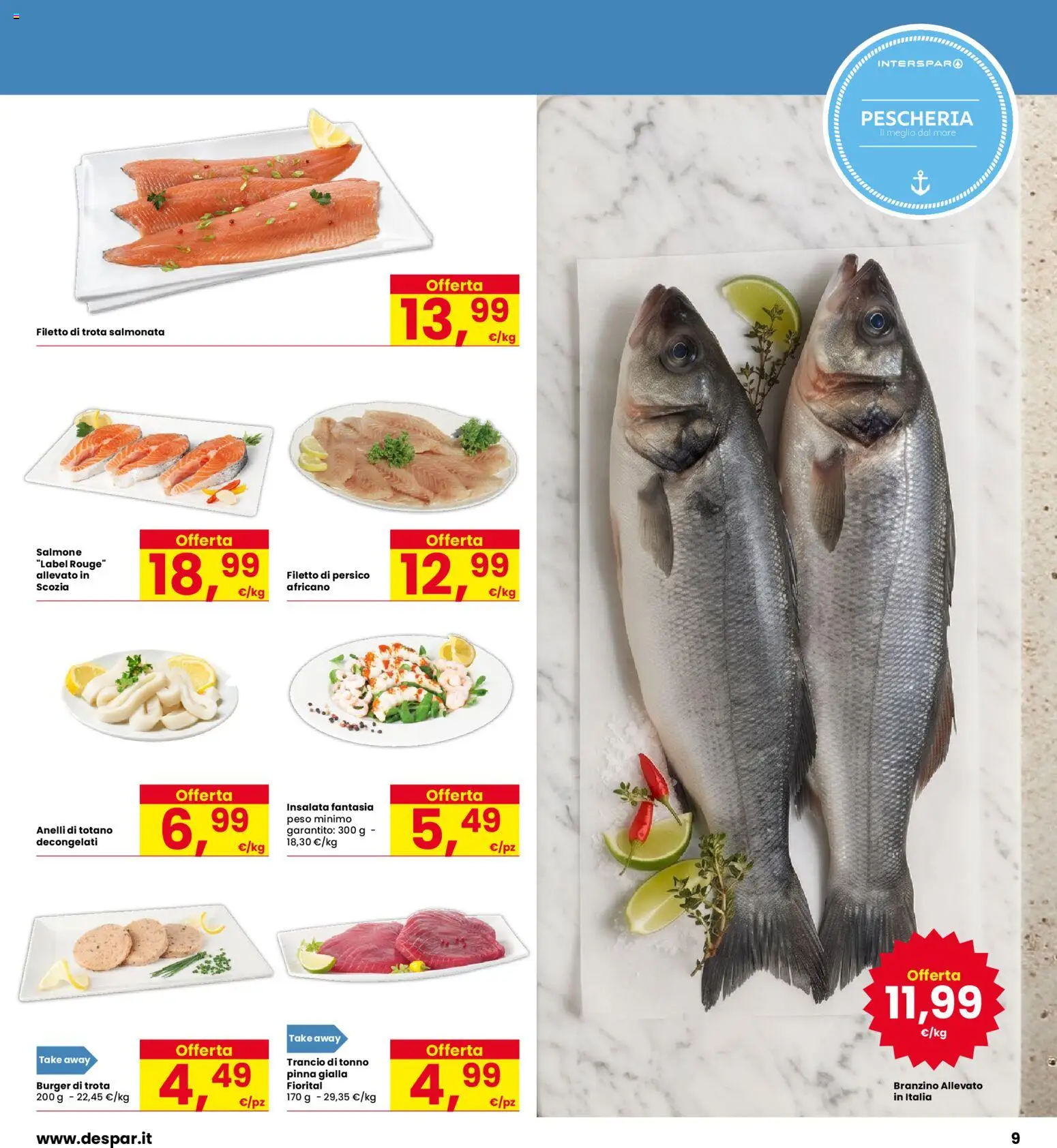 Volantino Eurospar del 24/09/2026 | Pagina: 9 | Prodotti: Salmone, Filetto, Branzino, Tonno