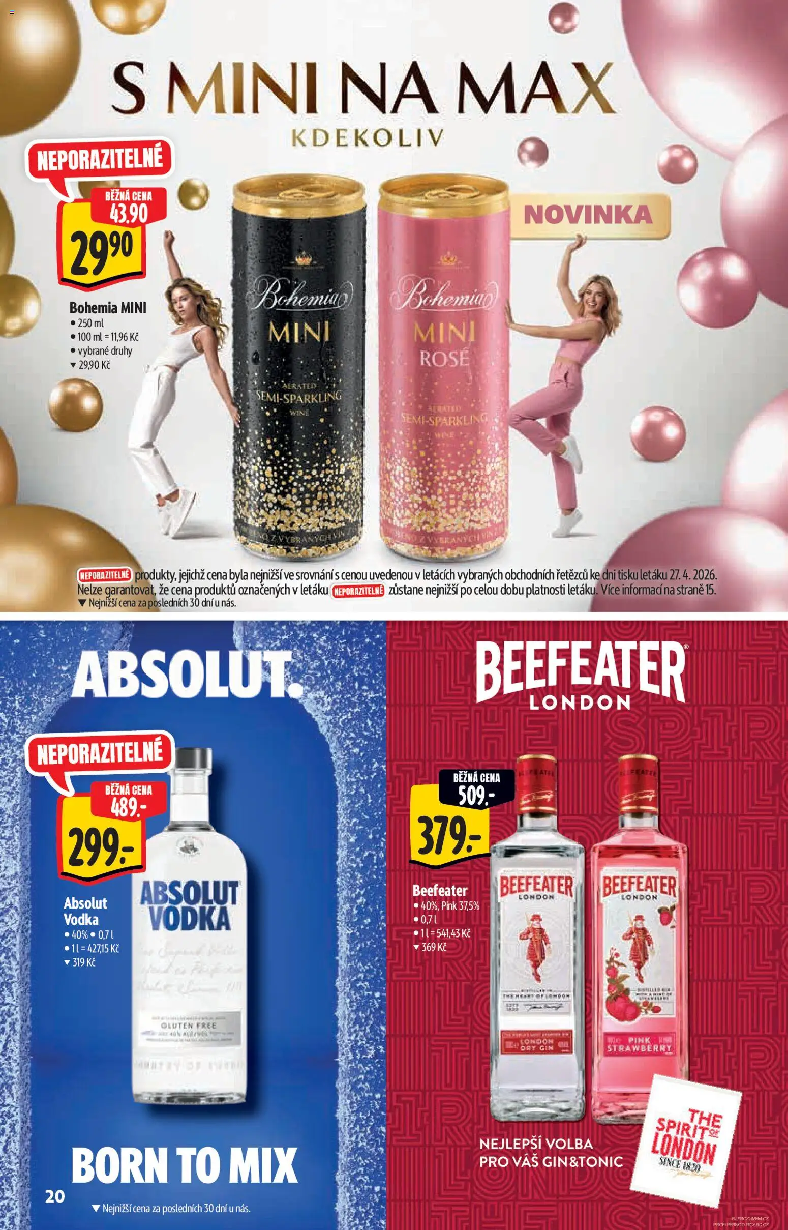 Albert katalog - Hypermarket od 06.05.2026 | Strana: 20 | Produkty: Gin, Vodka, Beefeater, Dry gin