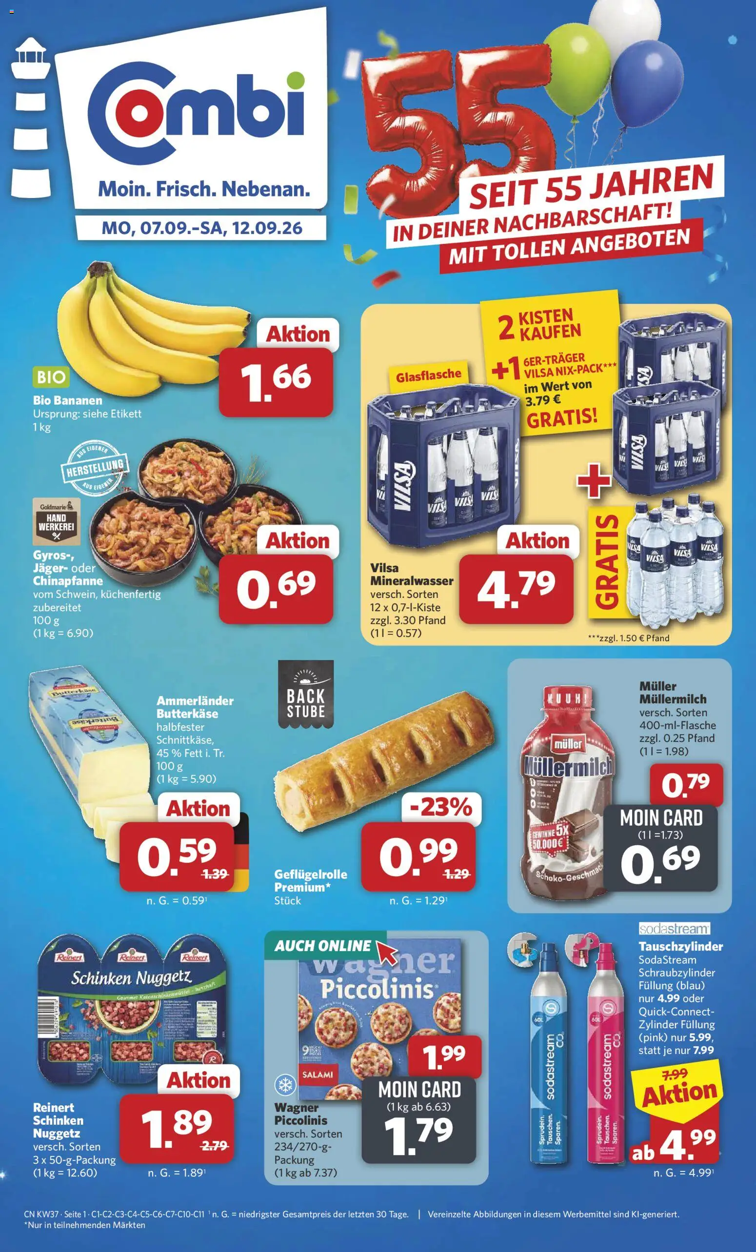 Combi Prospekt – gültig ab 07.09.2026 | Seite: 1 | Produkte: Bananen, Salami, Schinken, Sodastream