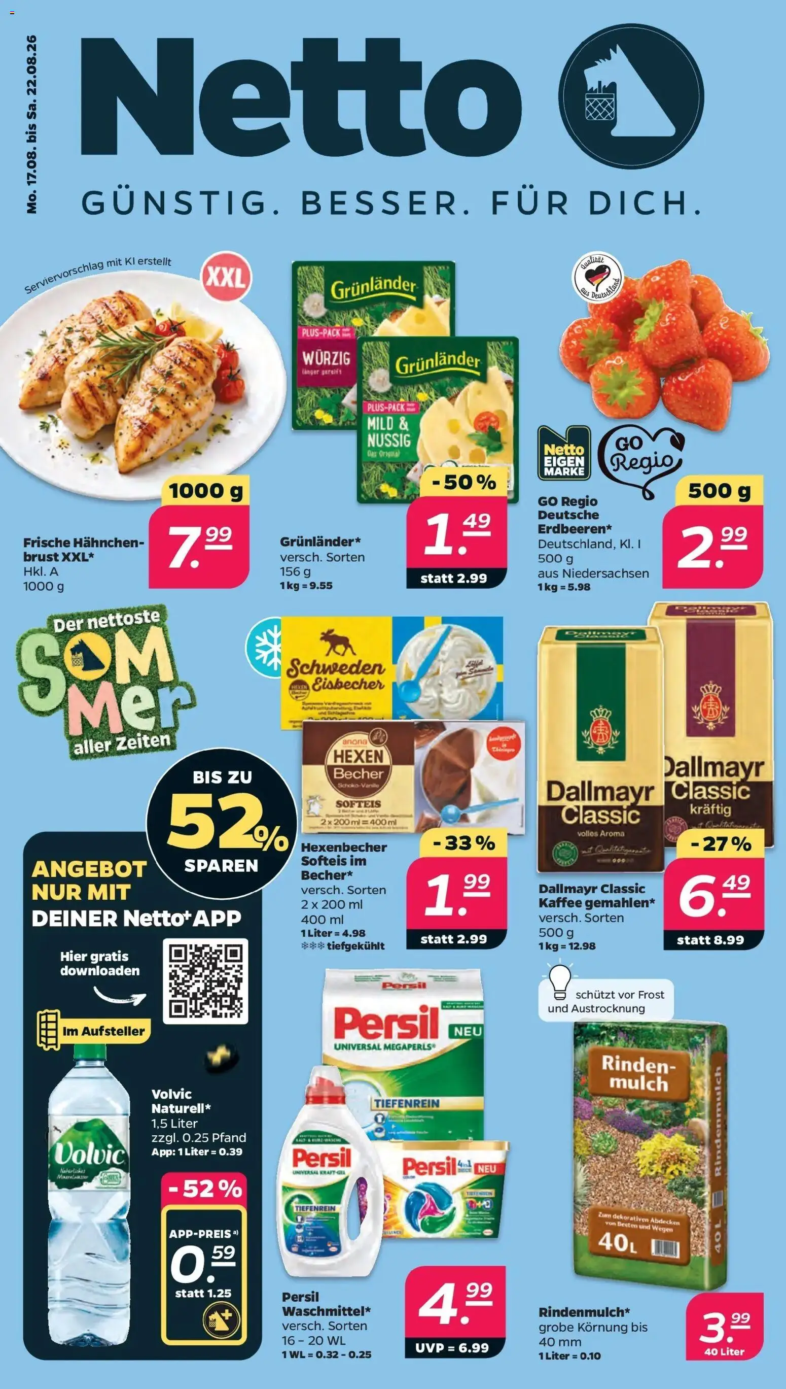 Netto - Netto APS : Wochenangebote ab 17.08.2026 → Angebote nächste Woche | Seite: 1 | Produkte: Rindenmulch, Hahnchen, Kaffee, Grunlander