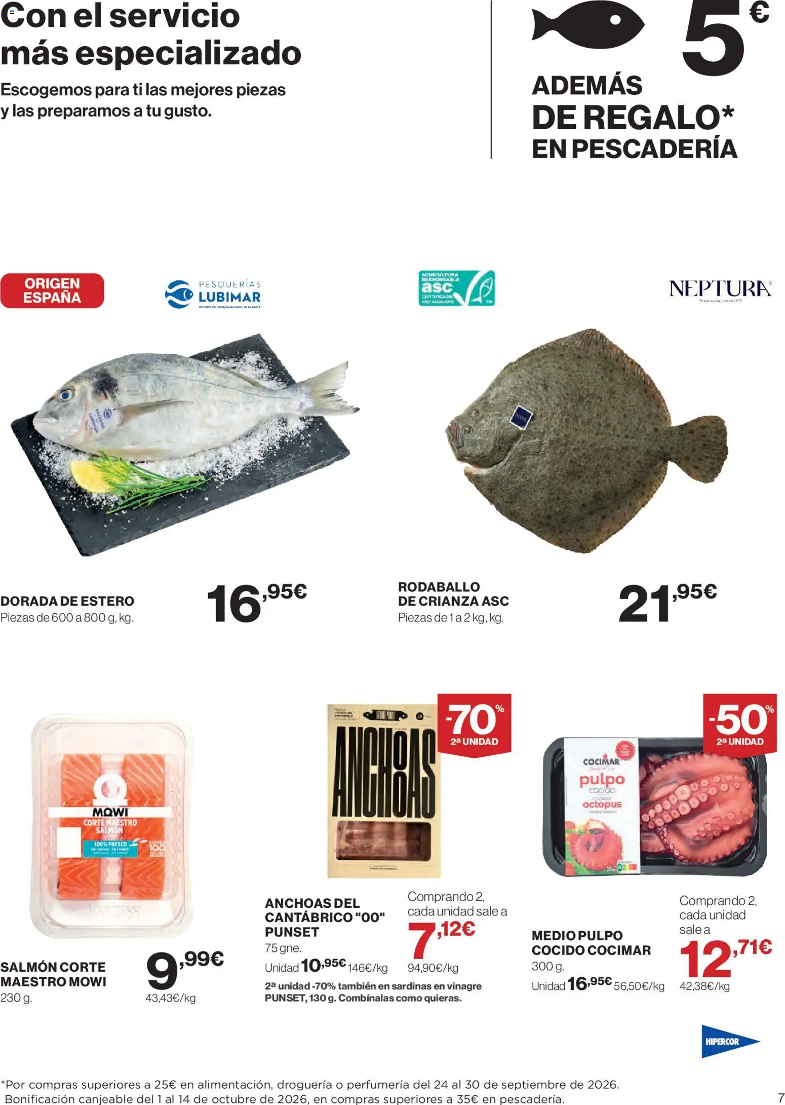 Hipercor catálogo │ válido desde el 24/09/2026 | Página: 7 | Productos: Anchoas, Salmón, Sardinas, Vinagre