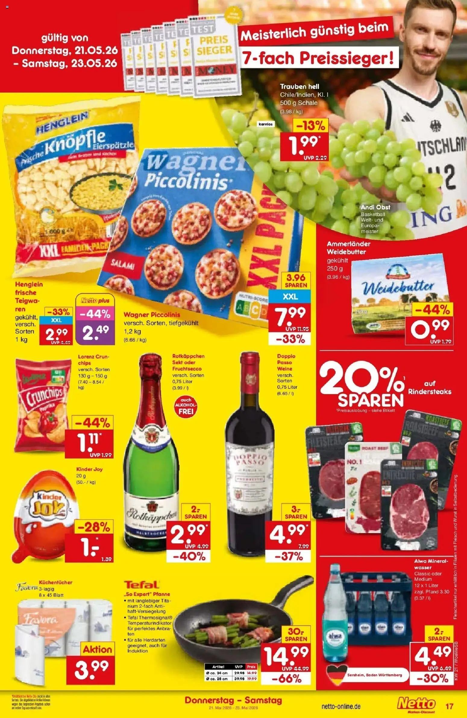 Netto Marken-Discount Prospekt Katzweiler	 – gültig ab 17.05.2026 | Seite: 19 | Produkte: Sekt, Fruchtsecco, Salami, Chips