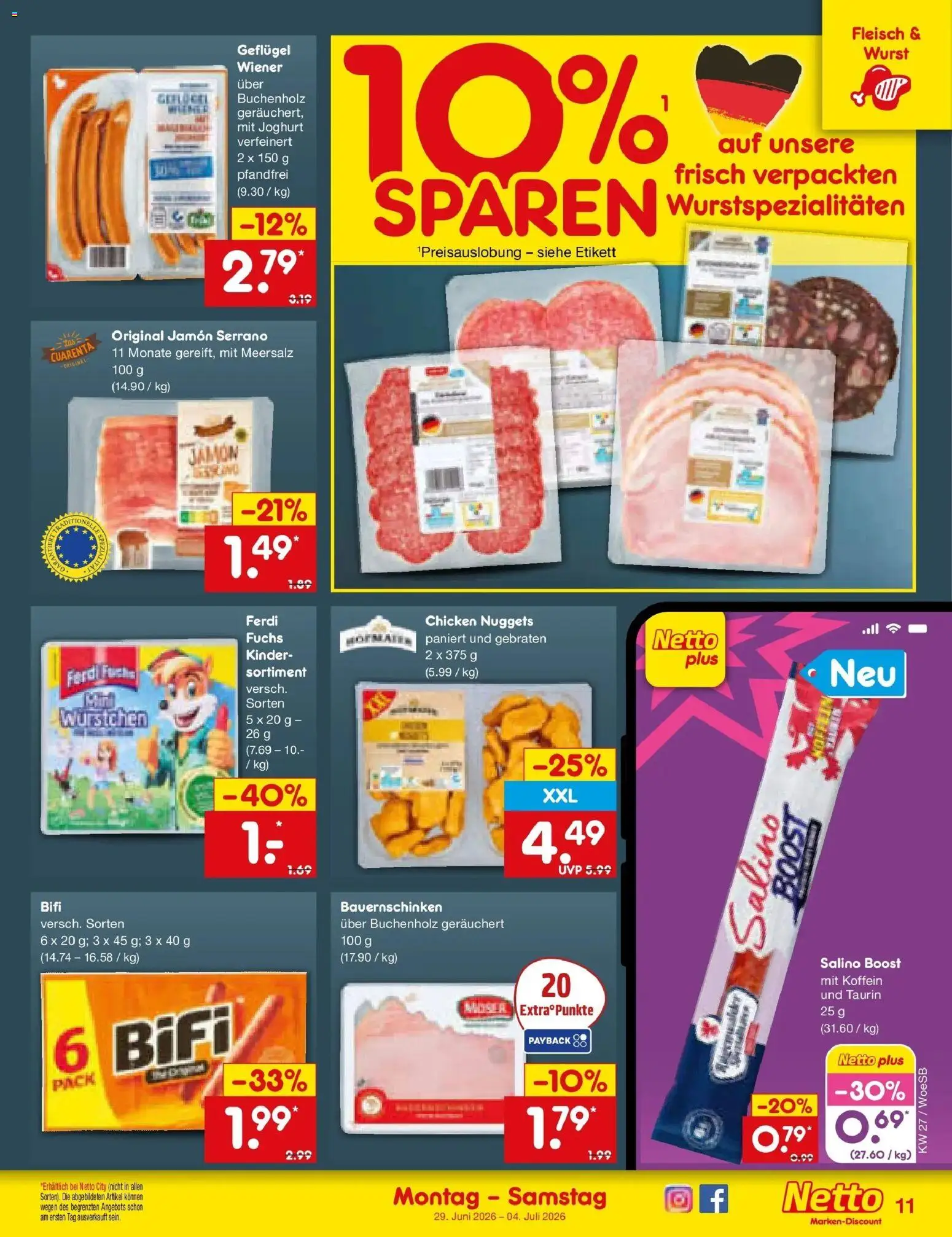 Netto Marken-Discount Prospekt Katzweiler – gültig ab 29.06.2026 | Seite: 15 | Produkte: Joghurt, Bifi, Wurst, Fleisch