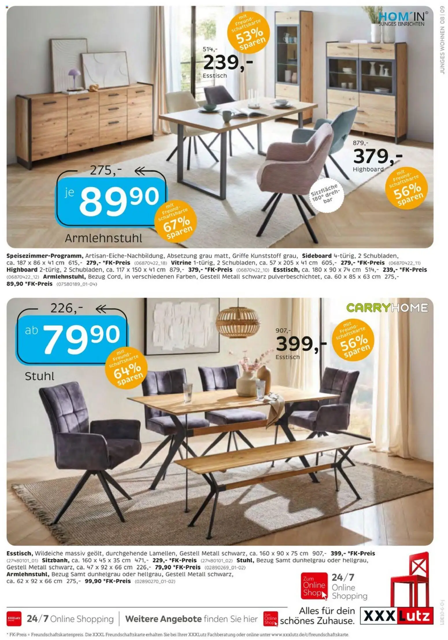 XXXLutz Junges Wohnen – gültig ab 26.09.2026 | Seite: 9 | Produkte: Sideboard, HIghboard, Esstisch, Stuhl
