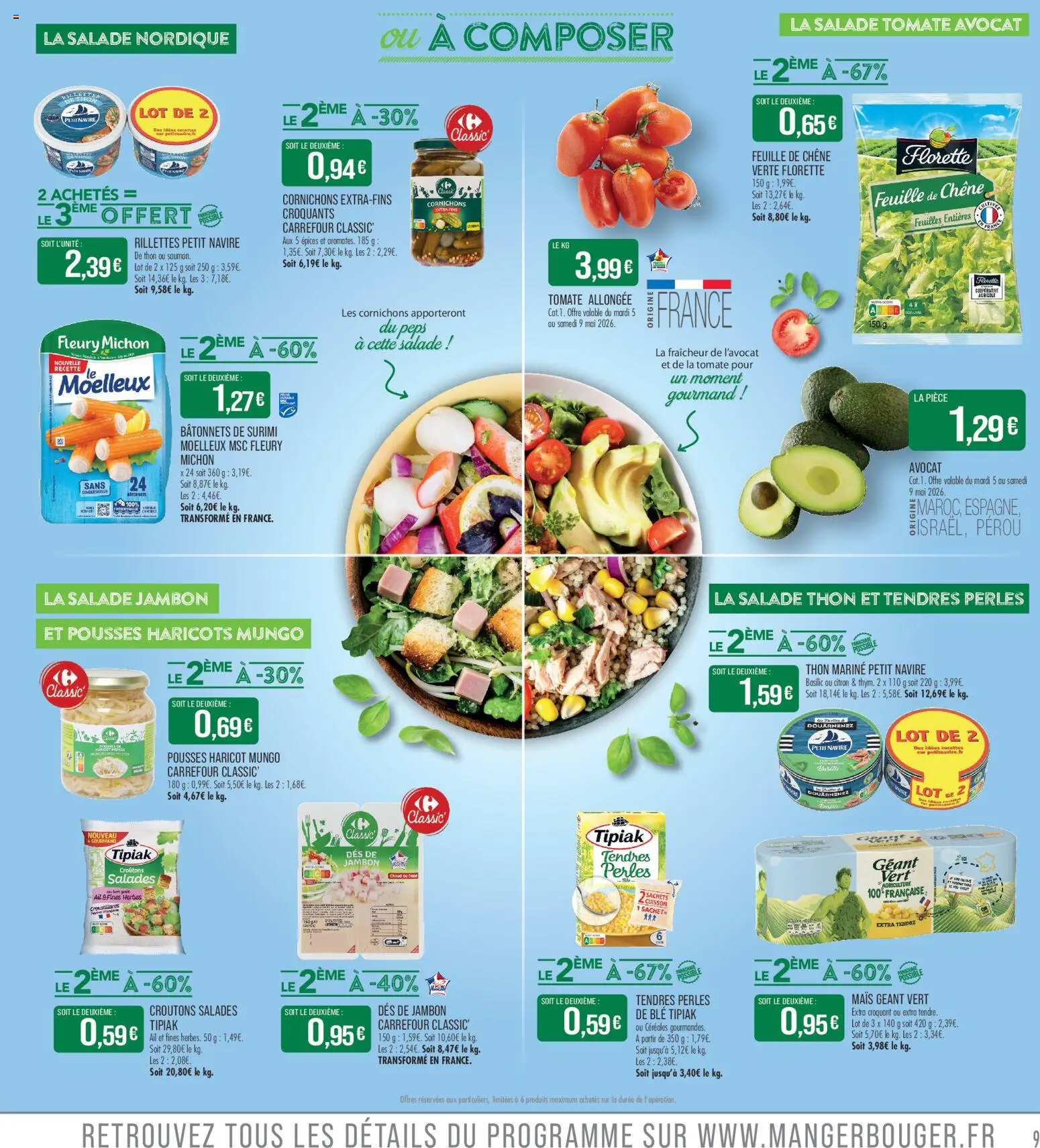 {H1} | Page: 9 | Produits: Salade, Ail, Thon, Céréales