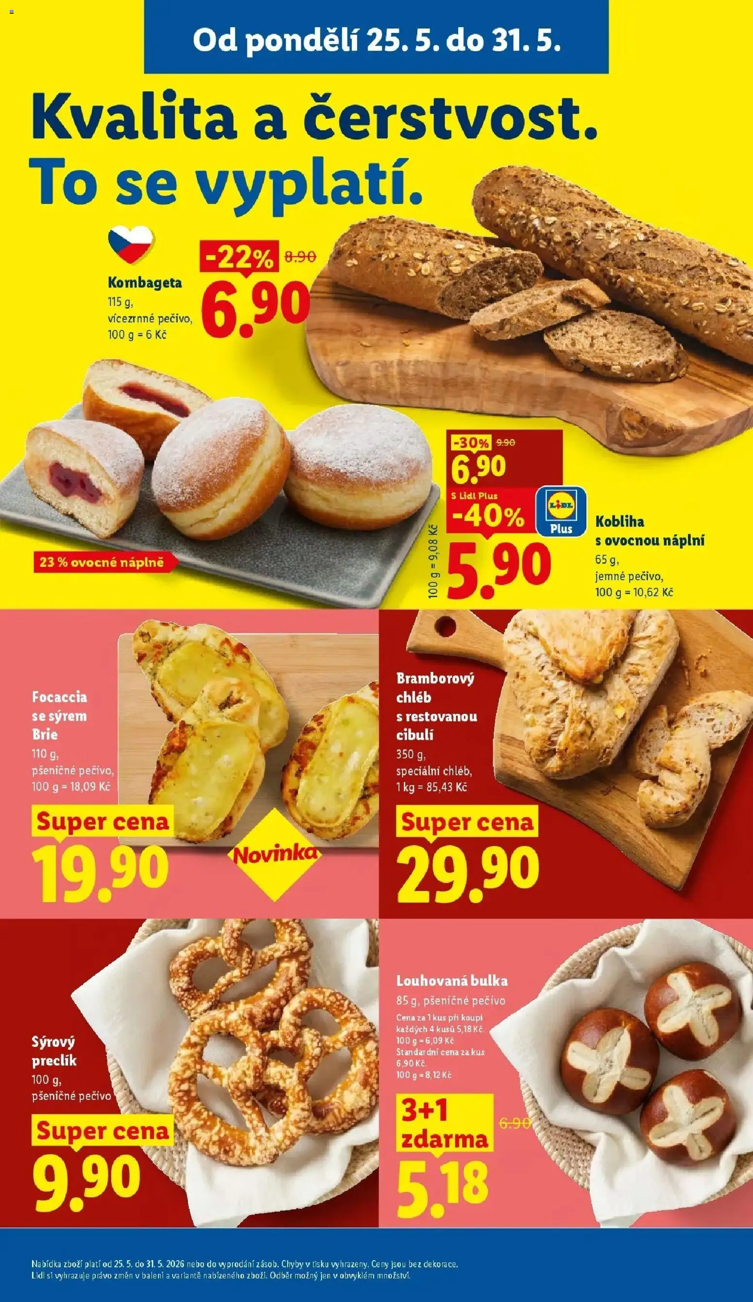 Lidl aktuální leták od 25.05.2026 | Strana: 13 | Produkty: Chléb, Kornbageta, Focaccia, Pečivo