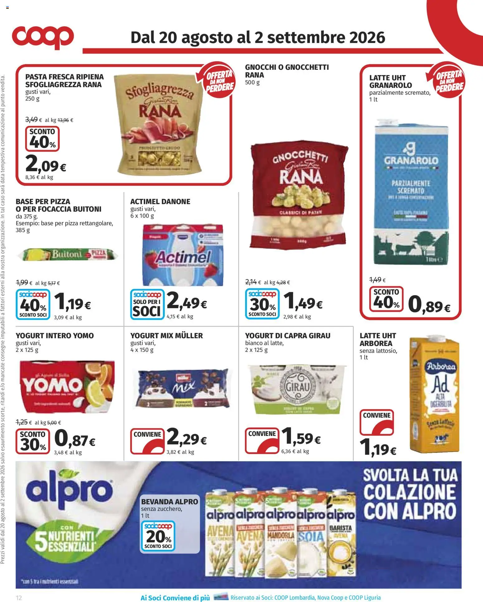 Volantino COOP del 20/08/2026 | Pagina: 12 | Prodotti: Focaccia, Yogurt di capra, Data, Gnocchi