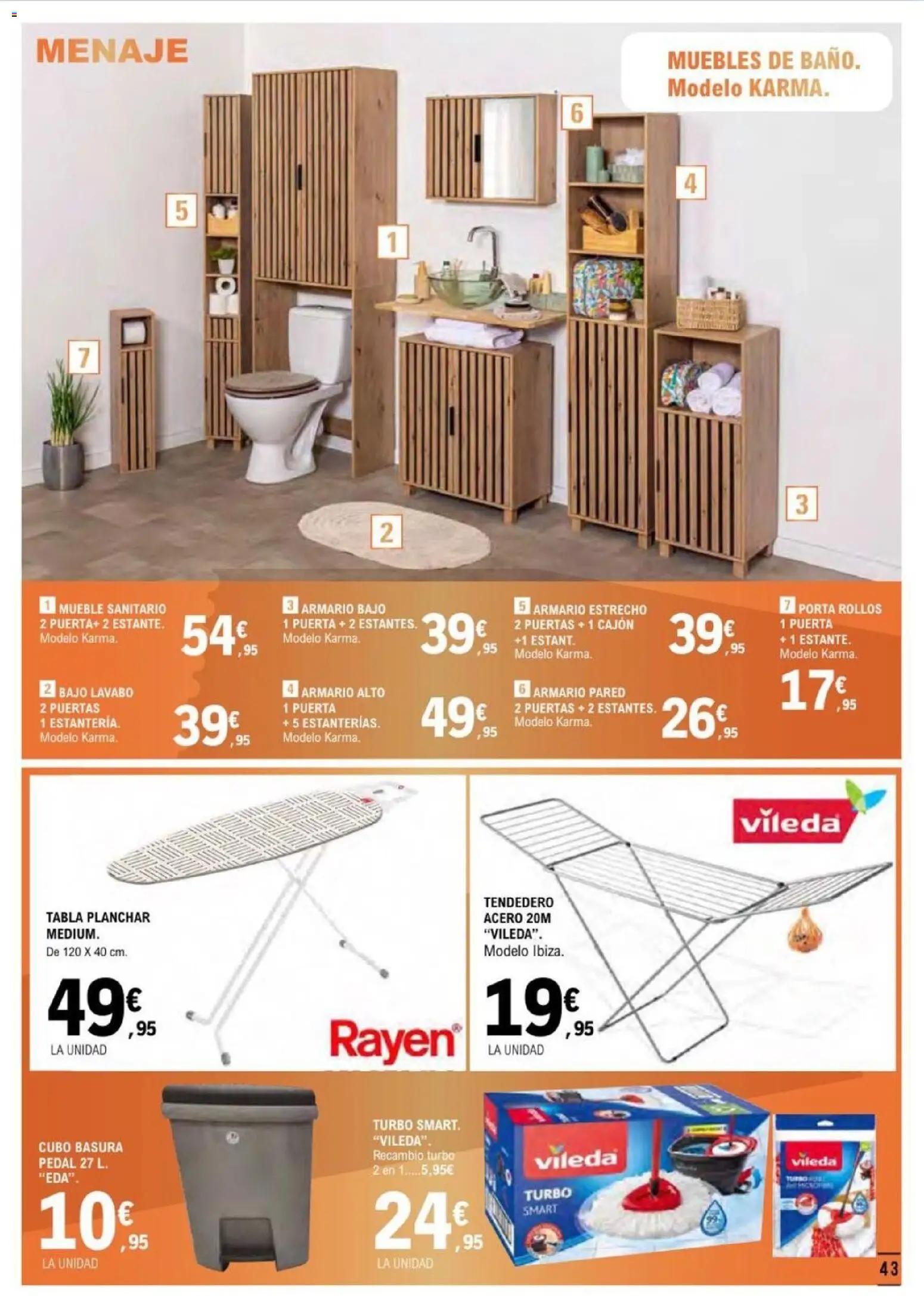 E.Leclerc folleto Salamanca │ válido desde el 17.06.2026 | Página: 43 | Productos: Muebles, Tendedero, Armario, Lavabo