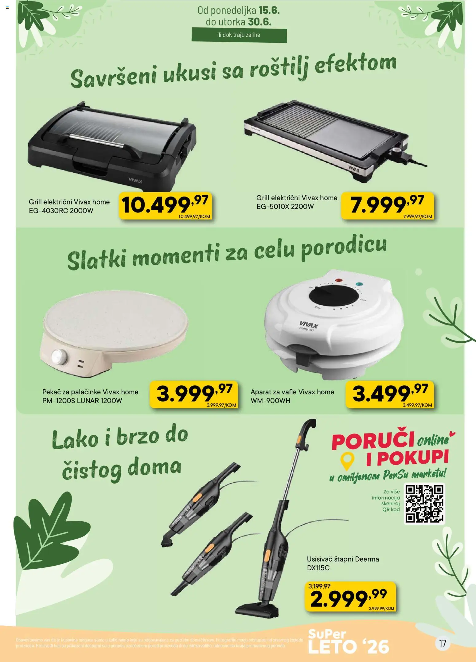 PerSu katalog - važi od 15.06.2026 | Strana: 17 | Proizvode: Usisivač, Palačinke, Pekač, Roštilj