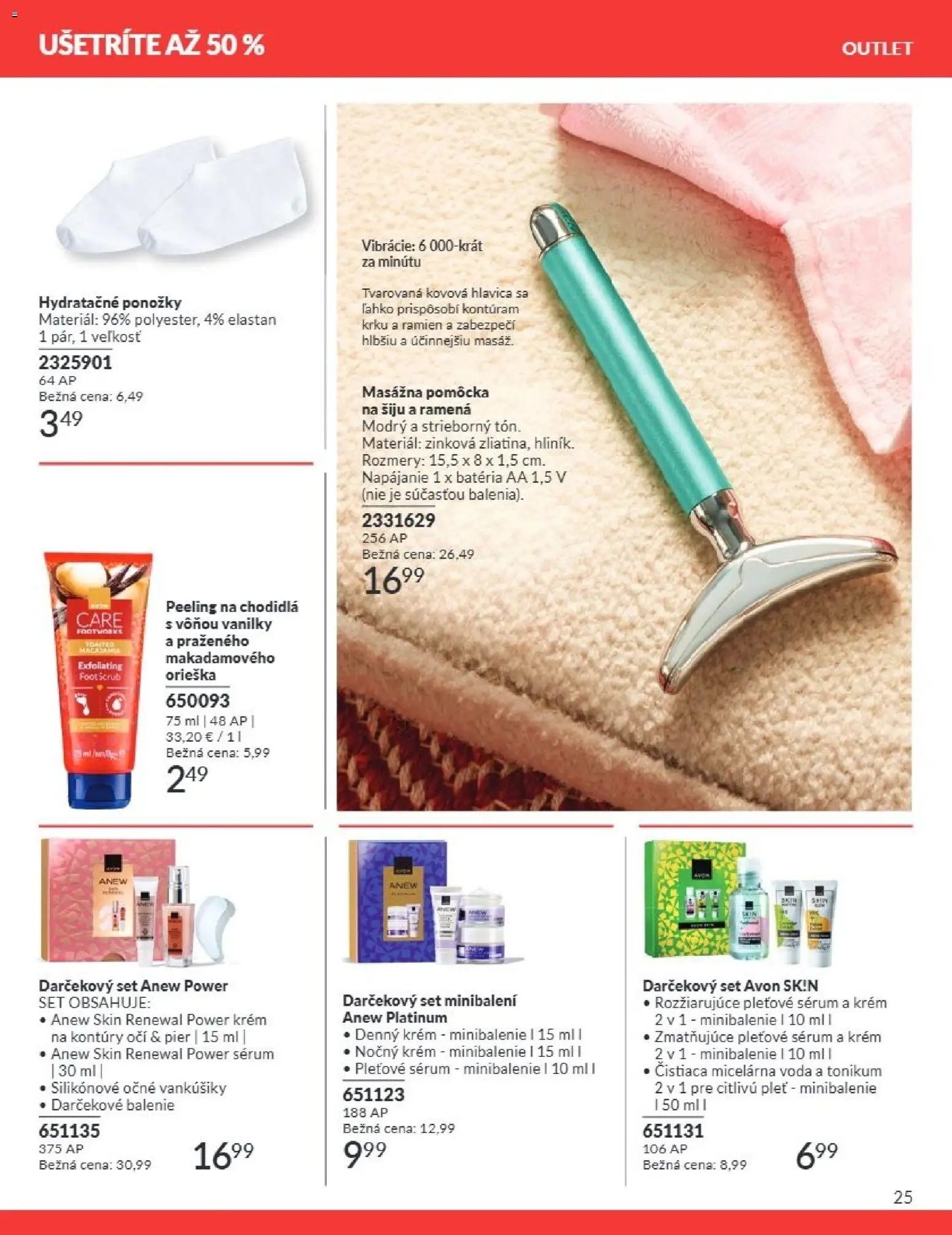 Nové Avon akcie – leták je platný od 01.08.2026 | Strana: 25 | Produkty: Batéria, Peeling, Ponožky, Krém