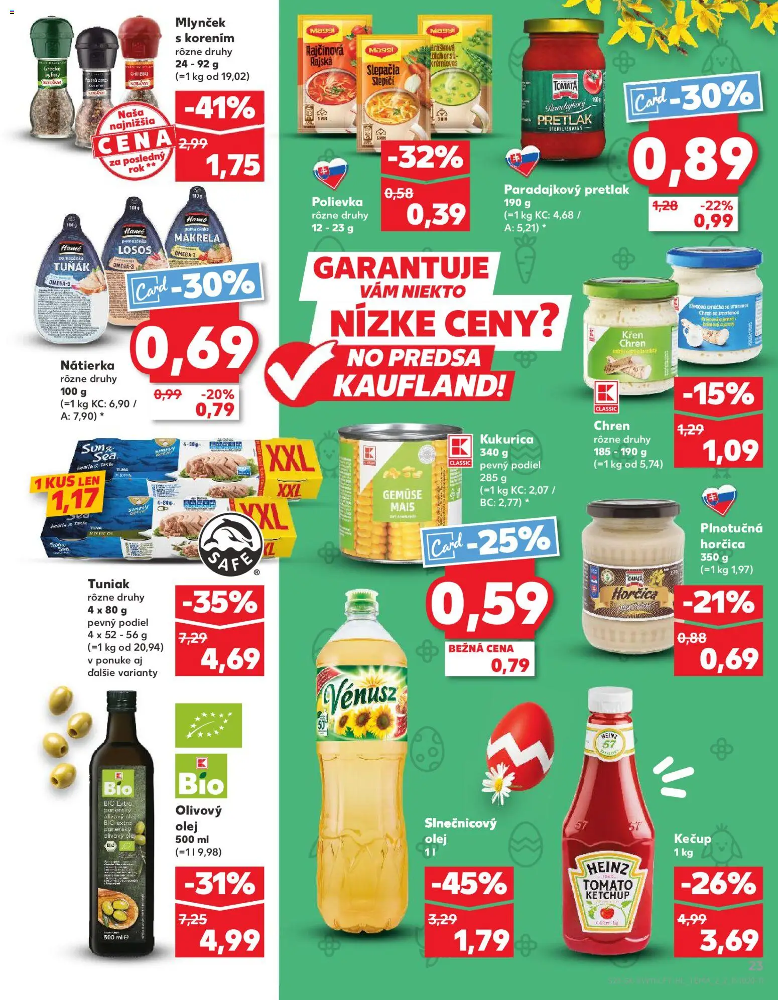 Nové Kaufland akcie – leták je platný od 12.03.2026 | Strana: 23 | Produkty: Chren, Tuniak, Losos, Kečup