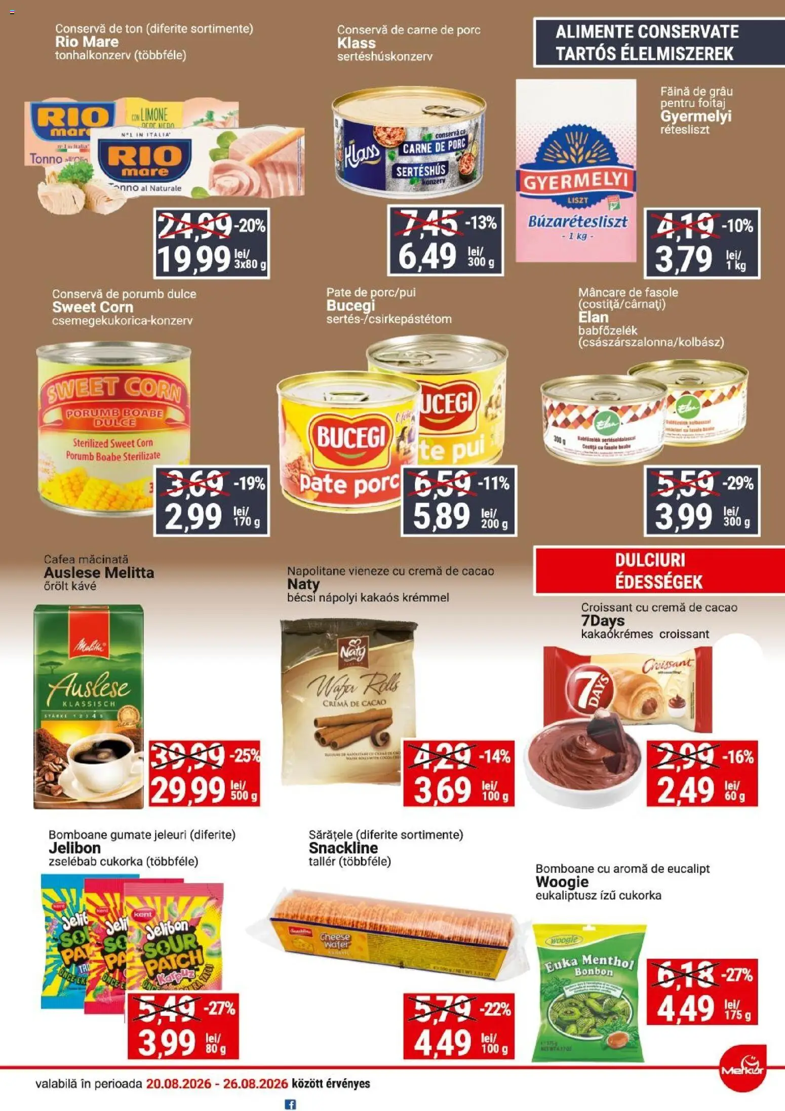 Noul catalog Merkur – valabil de la 20.08.2026 | Pagină: 3 | Produse: Pui, Cremă, Bomboane, Cacao