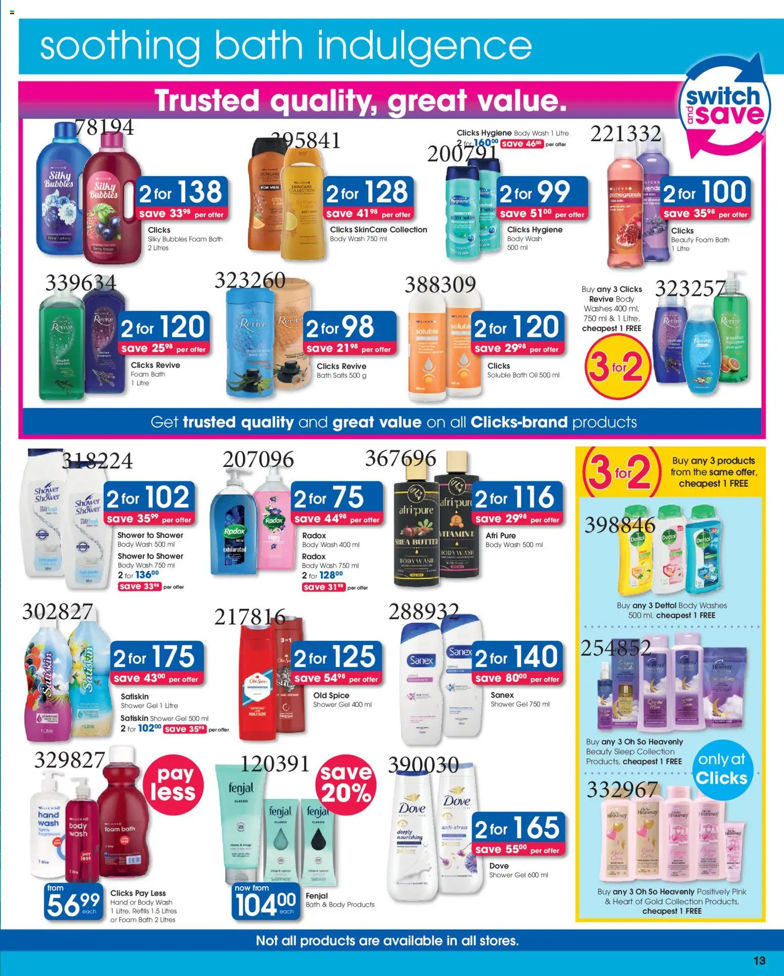 New Clicks catalogue – valid from 21.05.2026 | Page: 13 | Products: Bath salts, Bath, Shower, Switch