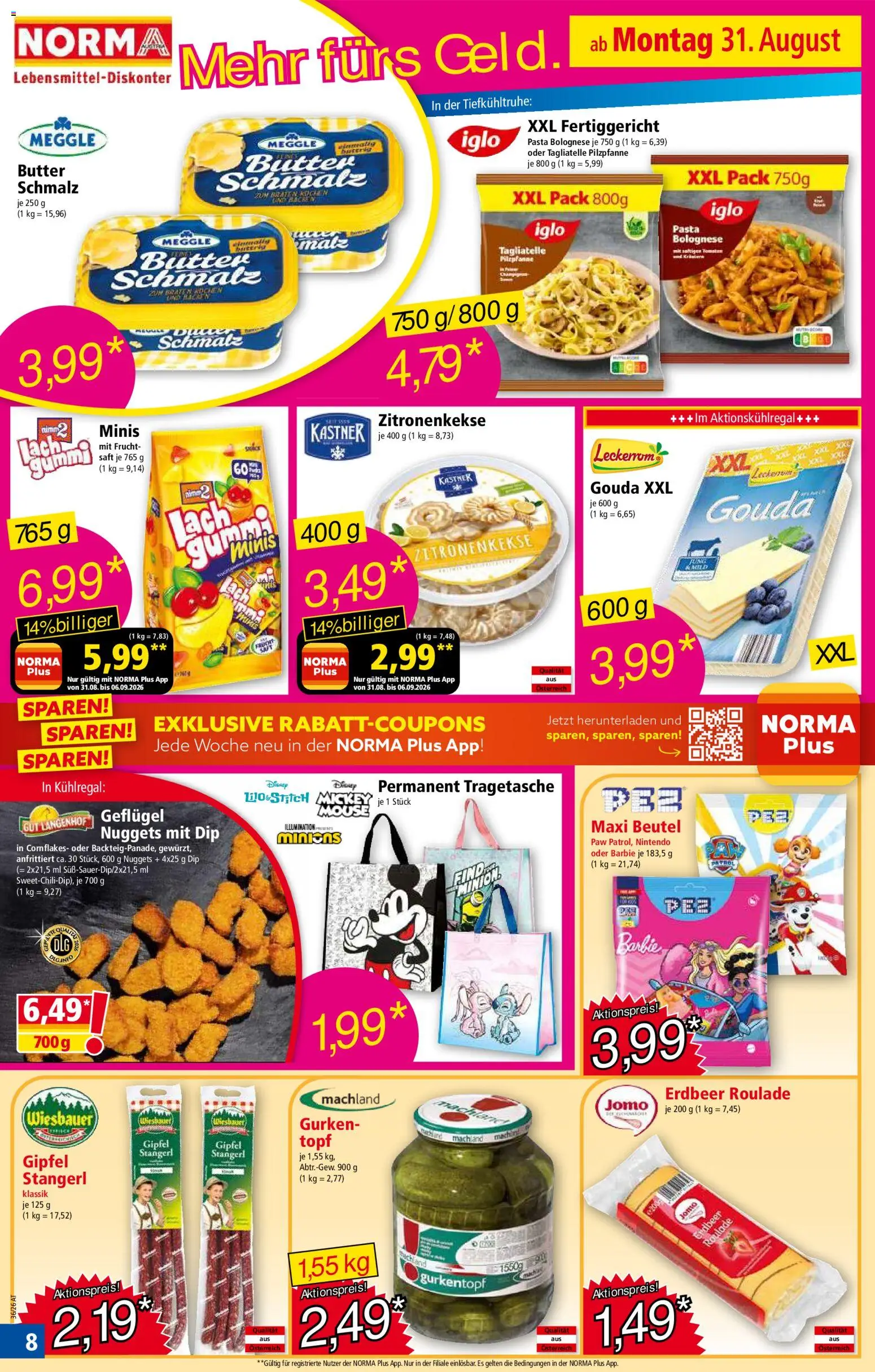 Norma Flugblatt gültig ab 31.08.2026 | Seite: 8 | Produkte: Gurken, Schmalz, Saft, Tomaten