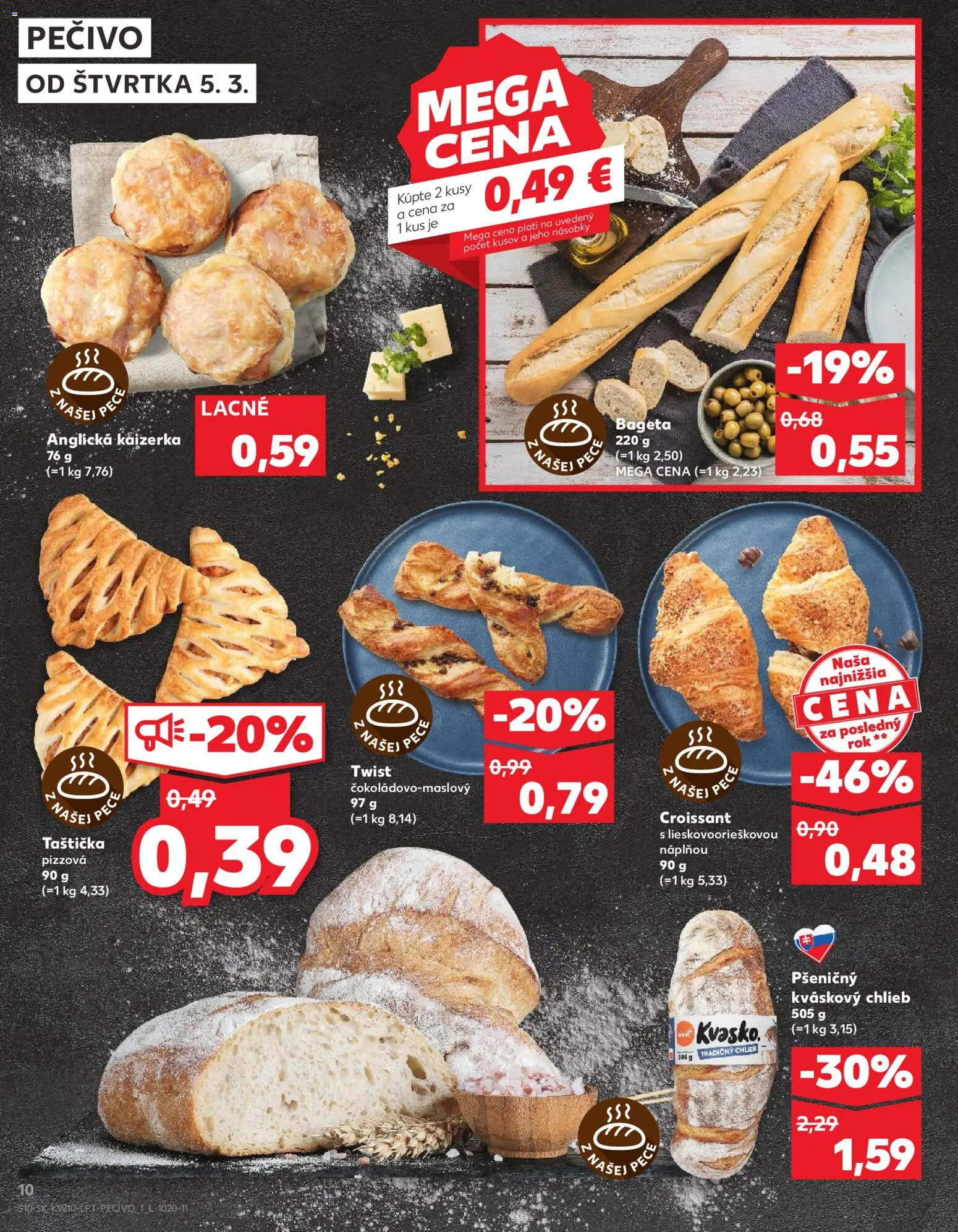 Kaufland SK akciós ujság - amely érvényes a következő dátumtól: 2026.03.05. | Oldal: 10 | Termékek: Croissant