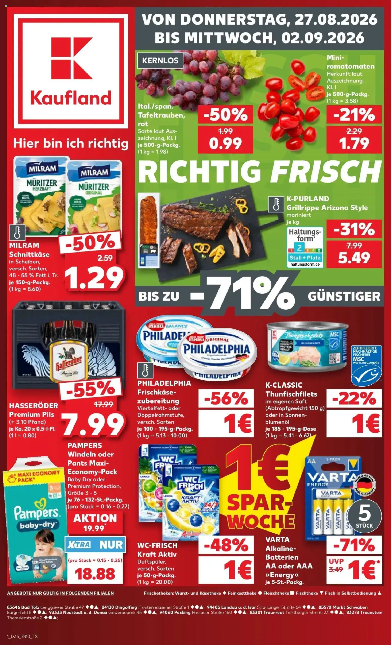 Prospekt Kaufland ab 24.08.2026 » Angebote Online zum Blättern | Seite: 12 | Produkte: Pampers, Fisch, Milram, Wurst