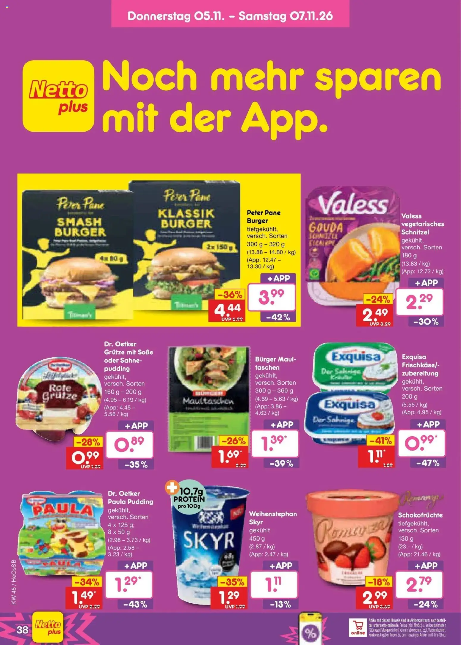 Netto Marken-Discount Prospekt Rostock (ab 02.11.2026) » Angebote | Seite: 56 | Produkte: Gouda, Burger, Schnitzel, Skyr