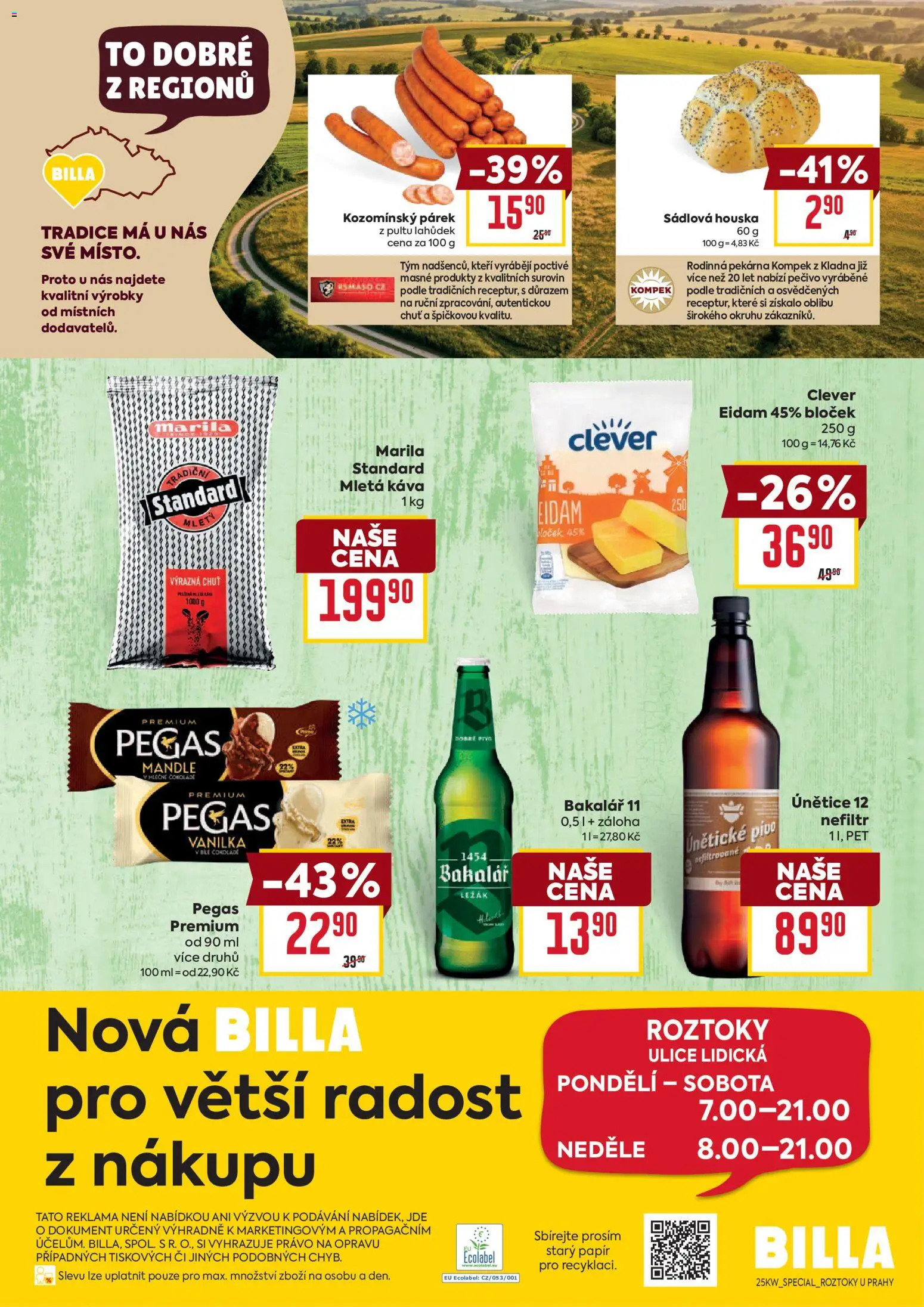 Billa leták - Roztoky od 17.06.2026 | Strana: 2 | Produkty: Káva, Pivo, Clever, Mletá káva