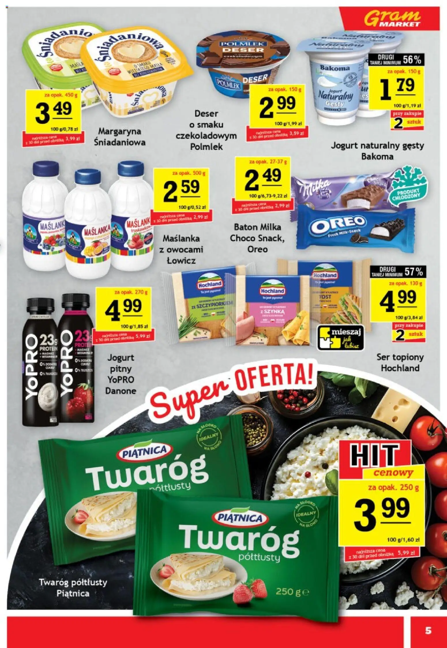 Gram Market gazetka od 17.06.2026 | Strona: 5 | Produkty: Ser topiony, Maślanka, Margaryna, Truskawki
