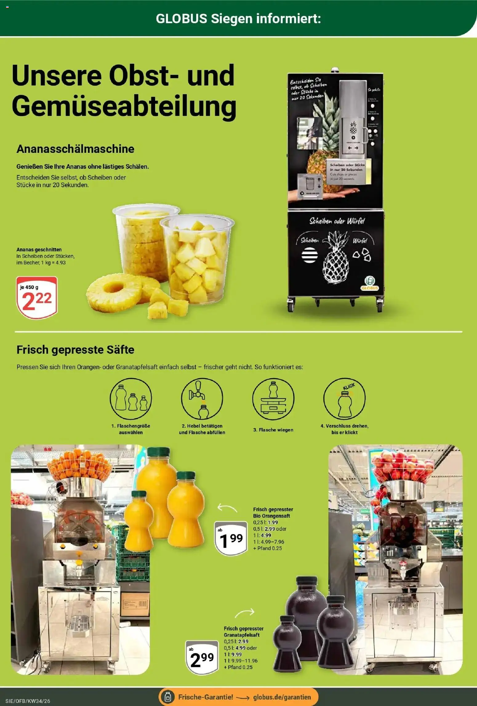Globus Prospekt Siegen (ab 17.08.2026) » Angebote online | Seite: 10 | Produkte: Orangen, Ananas, Orangensaft, Obst