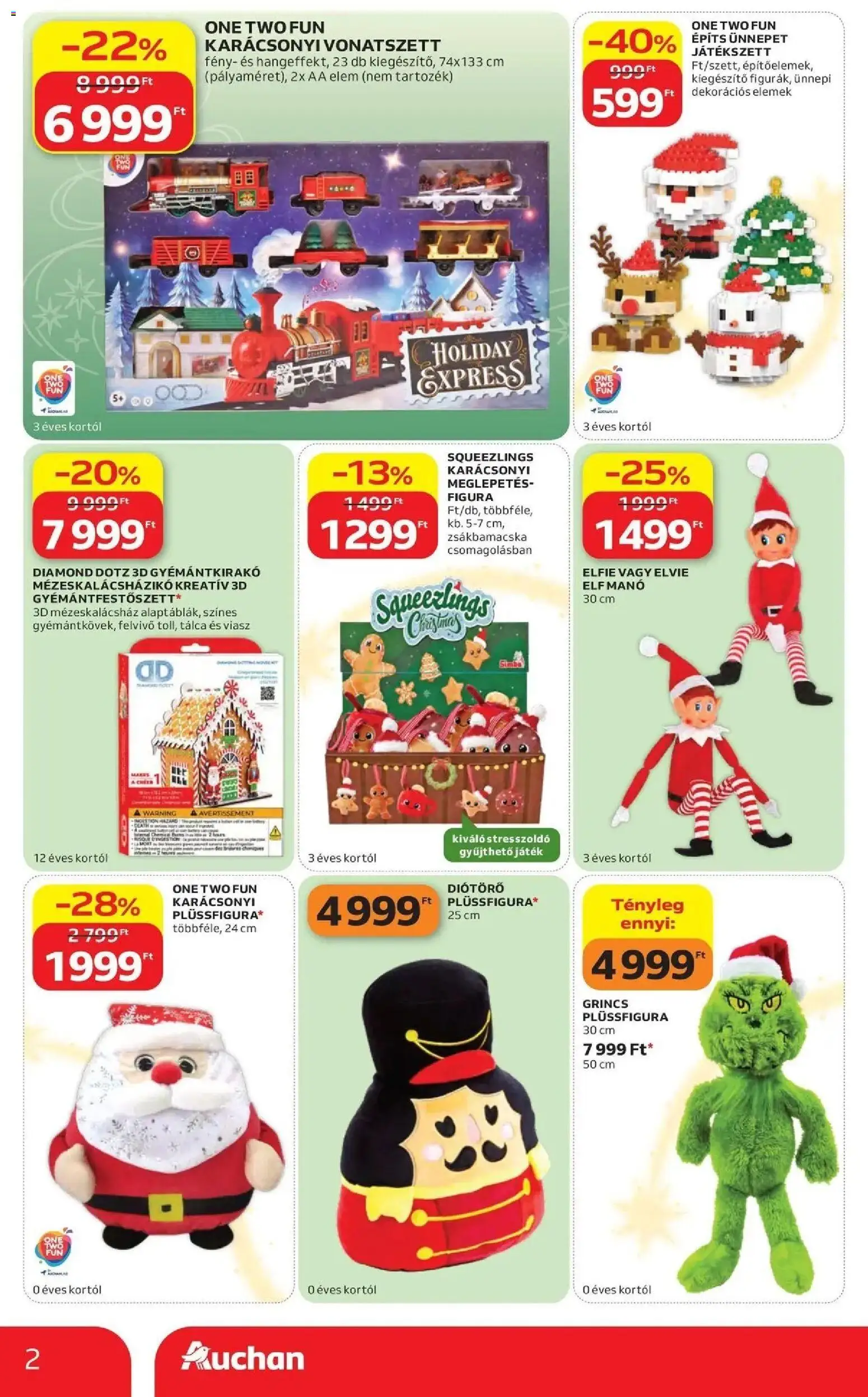 Auchan Karácsonyi ajánlataink Kecskemét - 2026.10.22. -tól/töl > akció, lapozható szórólap 🛍️ | Oldal: 2 | Termékek: Játék, Tálca, Elem