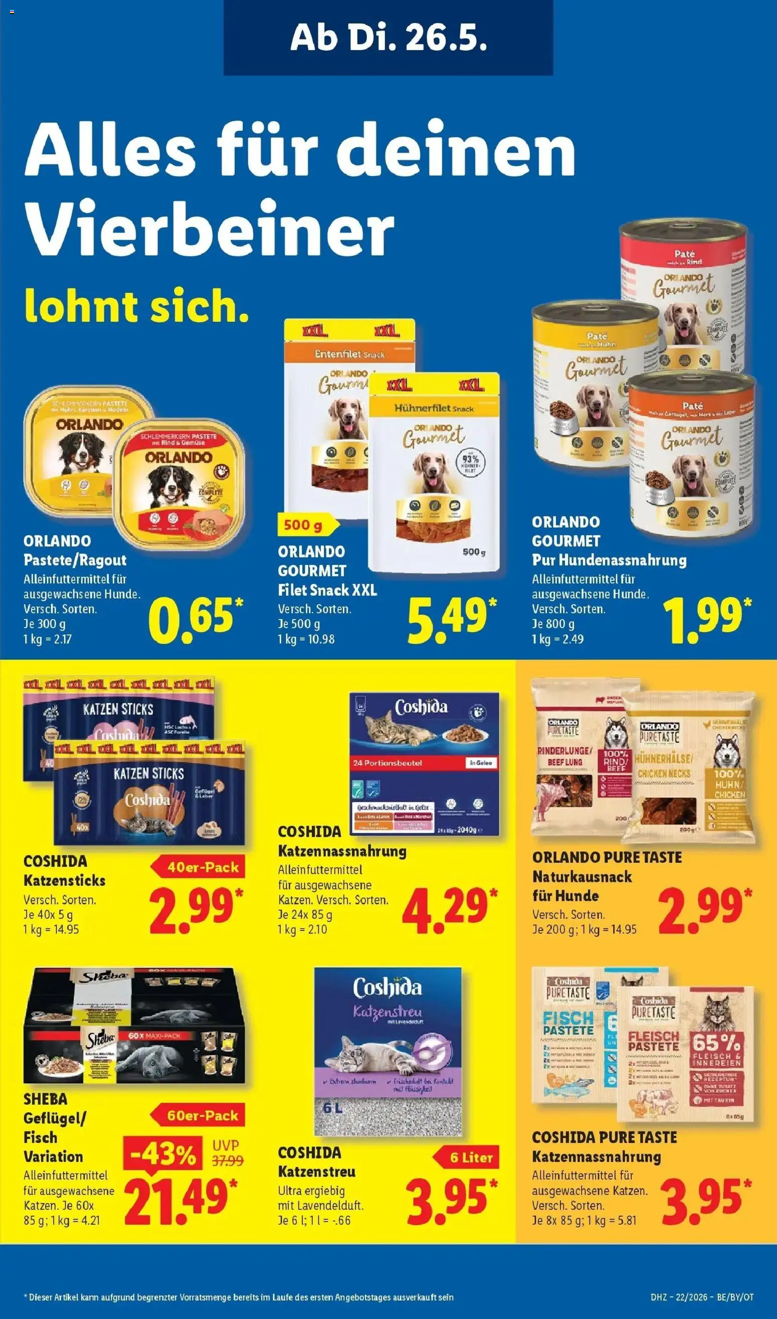 Lidl Prospekt Hof-innenstadt – gültig ab 26.05.2026 | Seite: 17 | Produkte: Sheba, Zucker, Nudeln, Fleisch