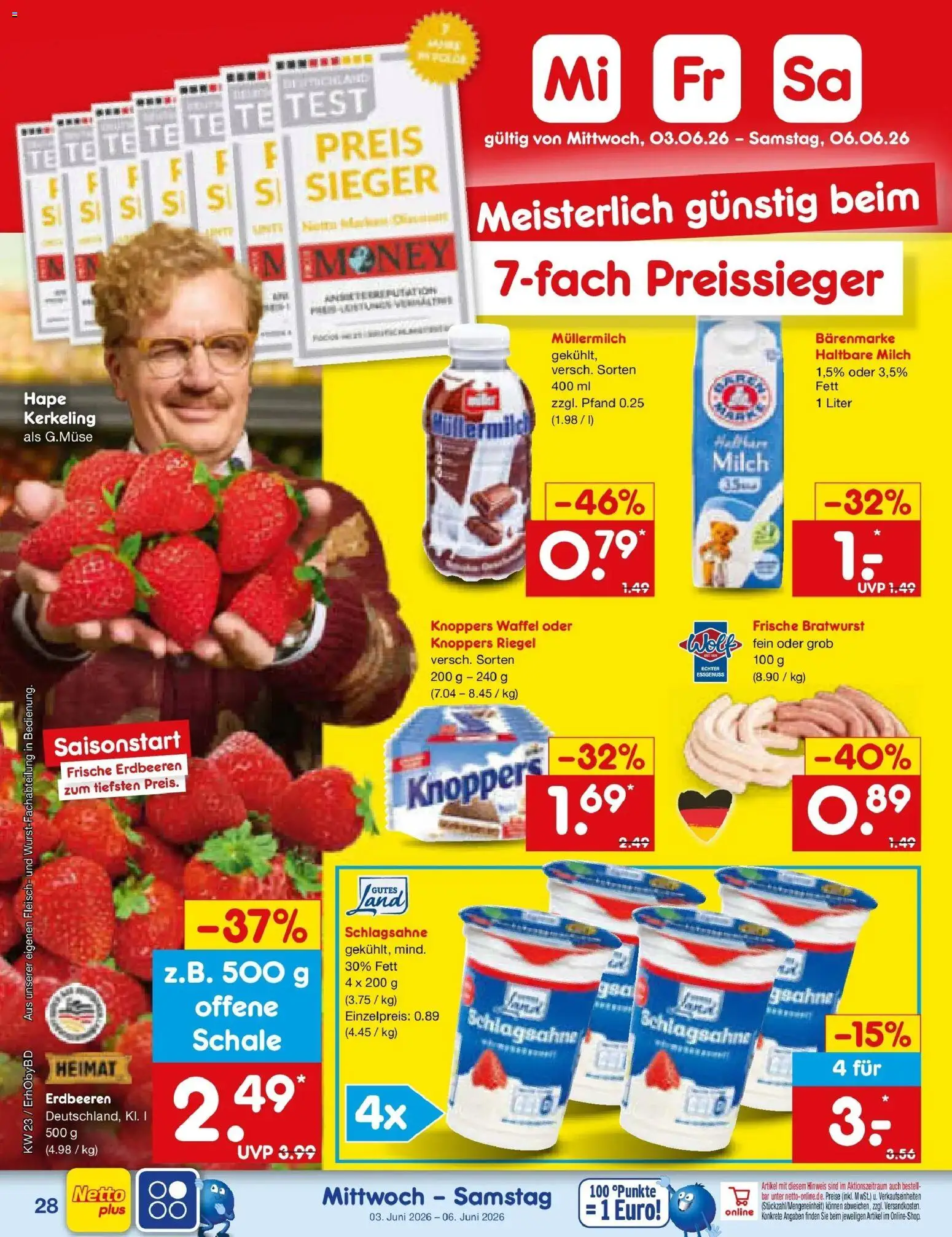 Netto Marken-Discount Prospekt Velden – gültig ab 01.06.2026 | Seite: 42 | Produkte: Schlagsahne, Milch, Müllermilch, Fleisch