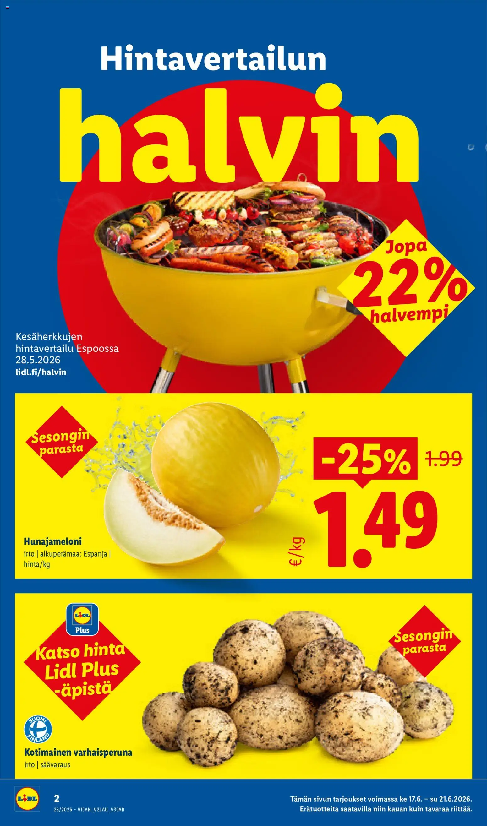 Lidl tarjoukset – voimassa 17.06.2026 alkaen | Sivu: 2 | Tuotteet: Hunajameloni