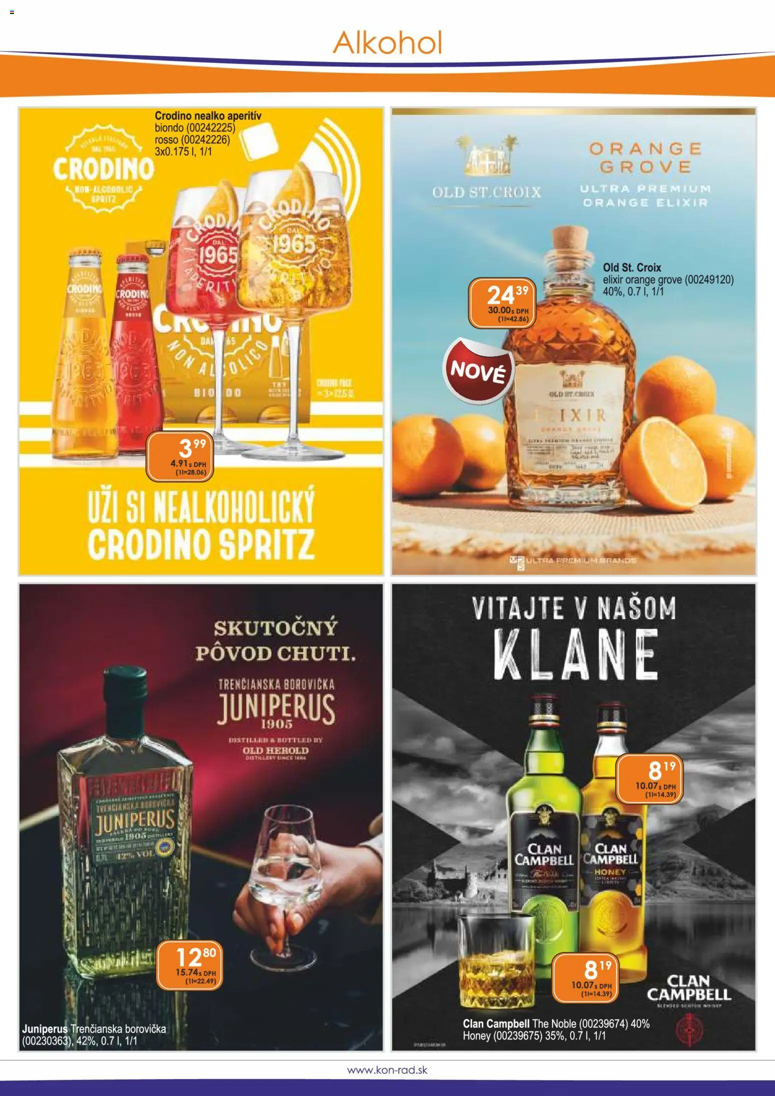 Nové KON - RAD akcie – leták je platný od 01.08.2026 | Strana: 6 | Produkty: Borovička, Aperitív, Alkohol