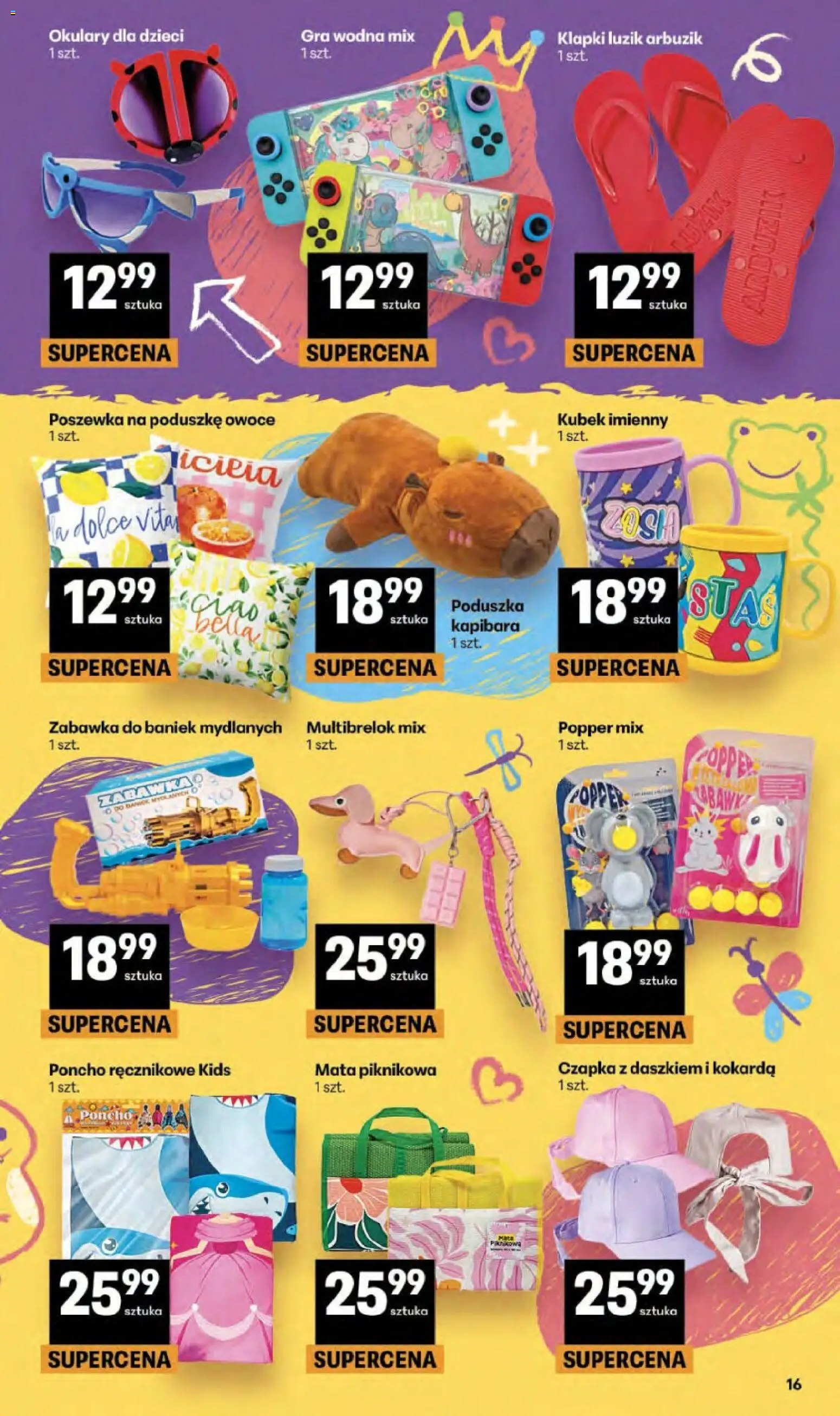 Delikatesy Centrum gazetka - Sklepy Własne od 03.06.2026 | Strona: 16 | Produkty: Klapki, Okulary, Gra, Poduszka