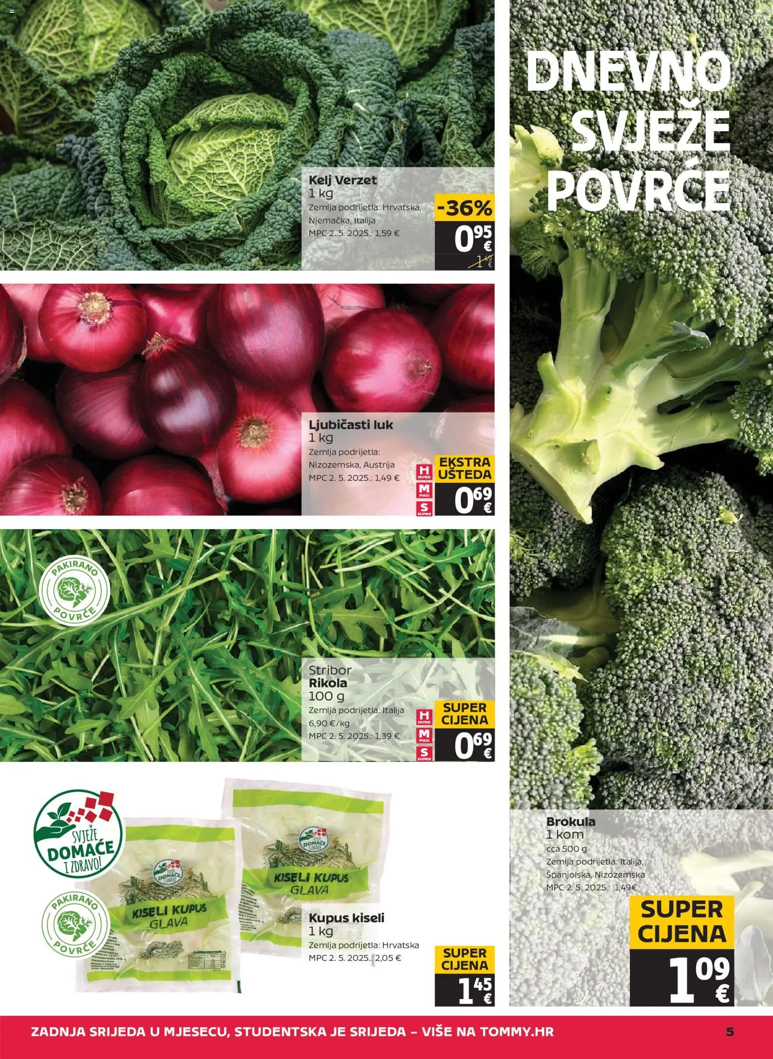 Tommy katalog | vrijedi od 22.10.2026 | Stranica: 5 | Proizvodi: Brokula, Kelj, Luk, Povrće