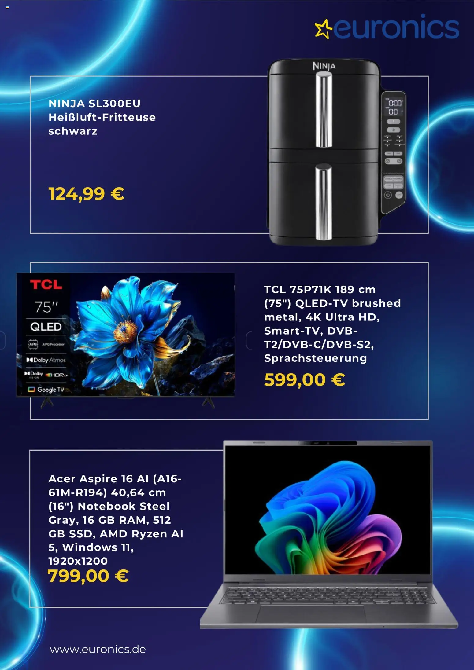 Euronics Black November – gültig ab 22.10.2026 | Seite: 2 | Produkte: Notebook, Heißluftfritteuse, TV