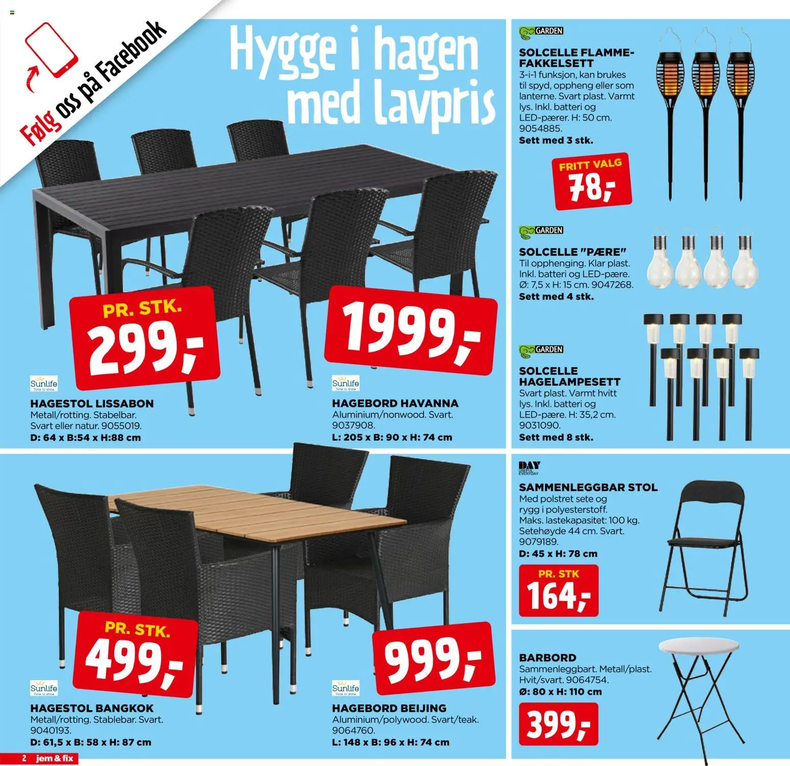 {H1} | Side: 2 | Produkter: Barbord, Hagebord, Hagestol, Batteri