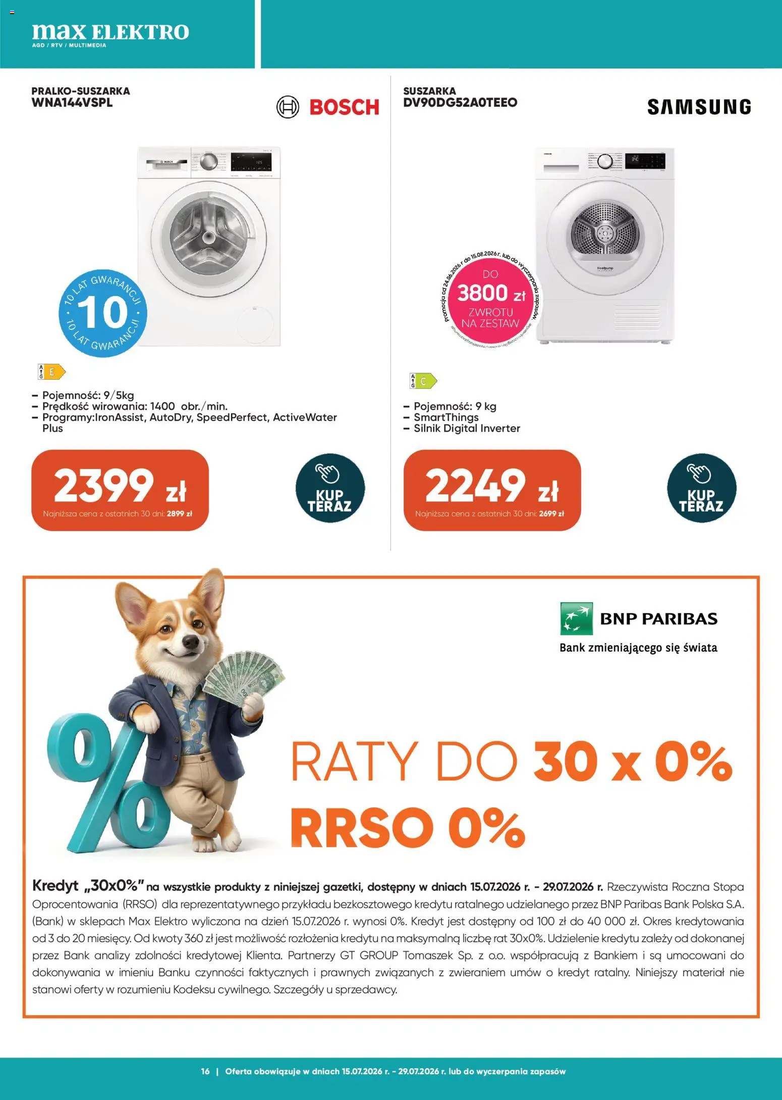 Max elektro gazetka od 15.07.2026 | Strona: 16 | Produkty: Suszarka