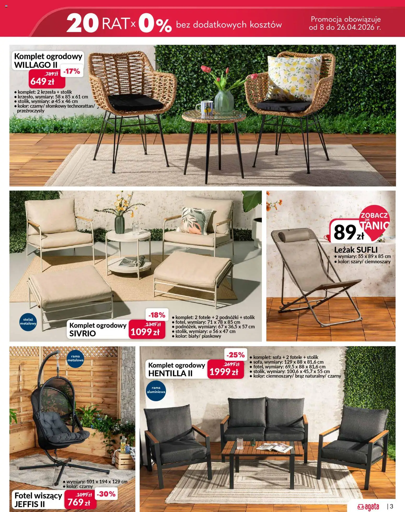 Salony Agata gazetka od 09.04.2026 | Strona: 3 | Produkty: Sofa, Fotel, Leżak