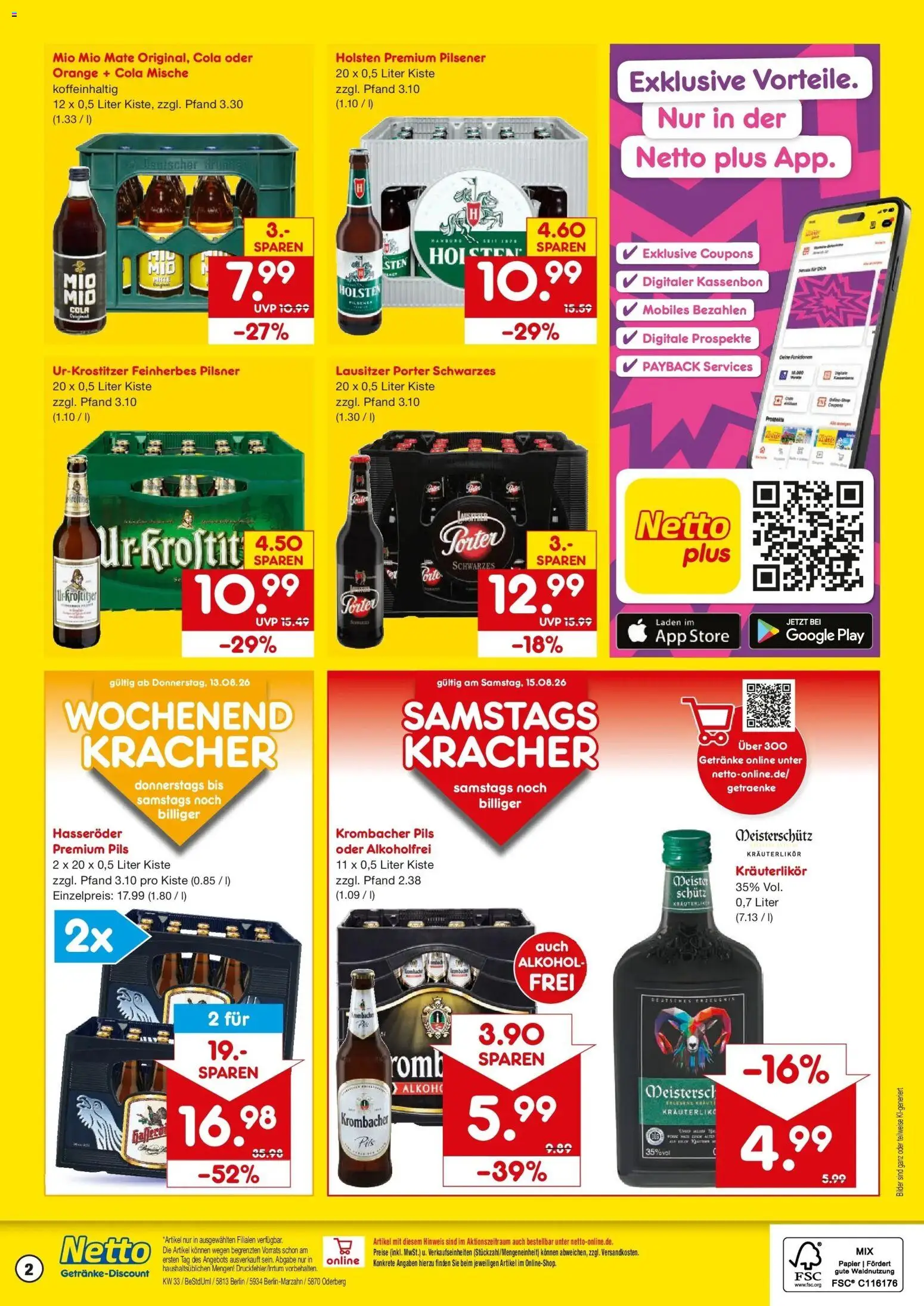 Netto Marken-Discount Prospekt Berlin – gültig ab 10.08.2026 | Seite: 2 | Produkte: Cola, Mio mio mate, Holsten, Alkohol