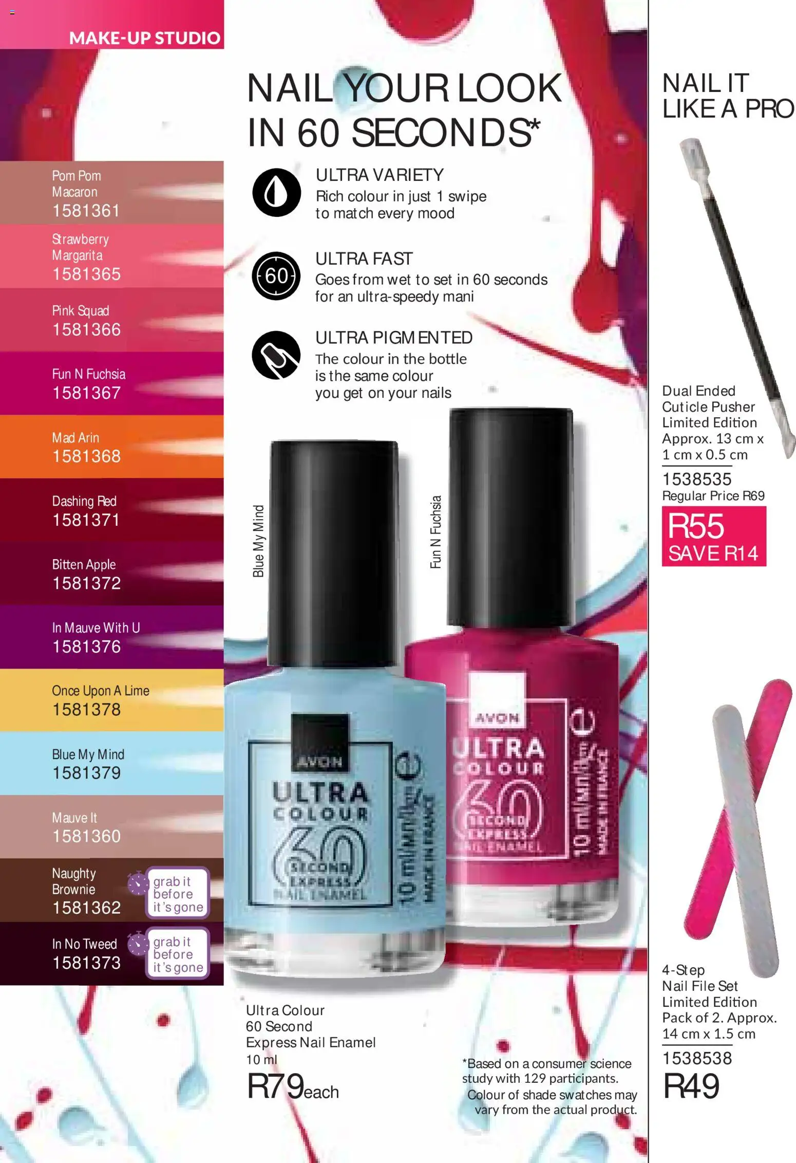 New Avon catalogue – valid from 01/08/2026 | Page: 48 | Products: Cuticle pusher, Nail file, Enamel, Lime