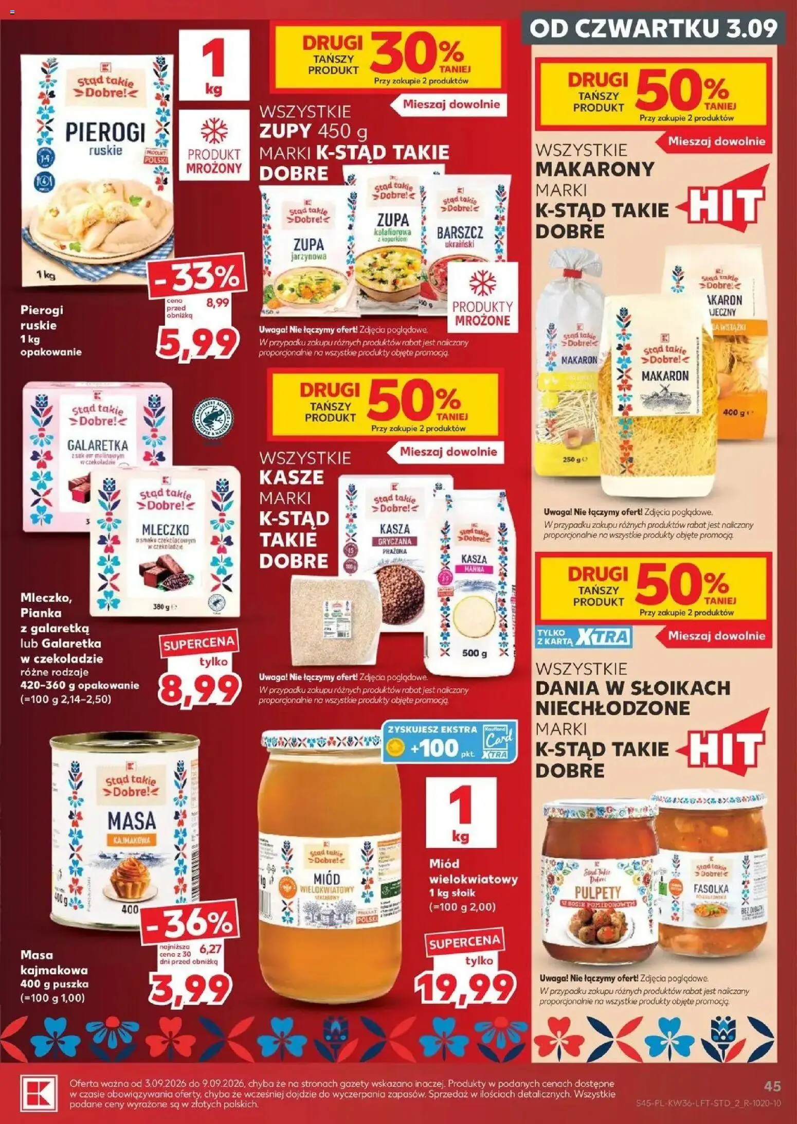 Kaufland gazetka od 03.09.2026 - od jutra PDF | Strona: 45 | Produkty: Barszcz, Karta, Masa kajmakowa, Miód wielokwiatowy