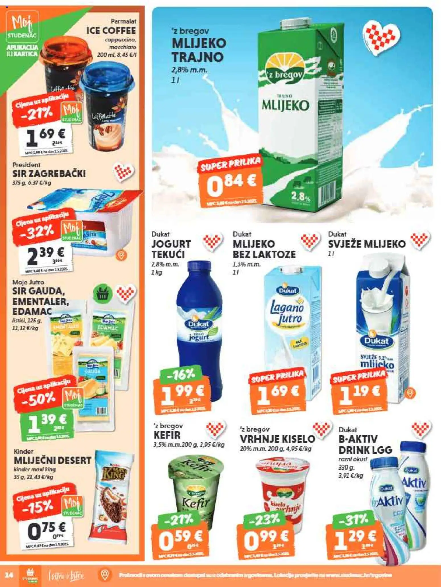 Studenac katalog | vrijedi od 15.07.2026 | Stranica: 14 | Proizvodi: Mlijeko, Sir, Jogurt, Kefir